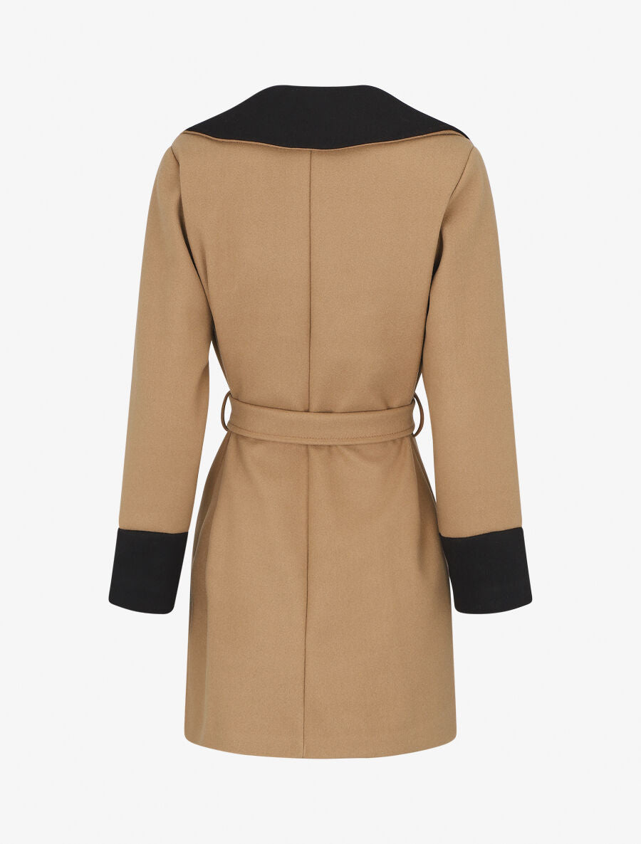 Manteau mi-long en laine mélangée - Camel - 2