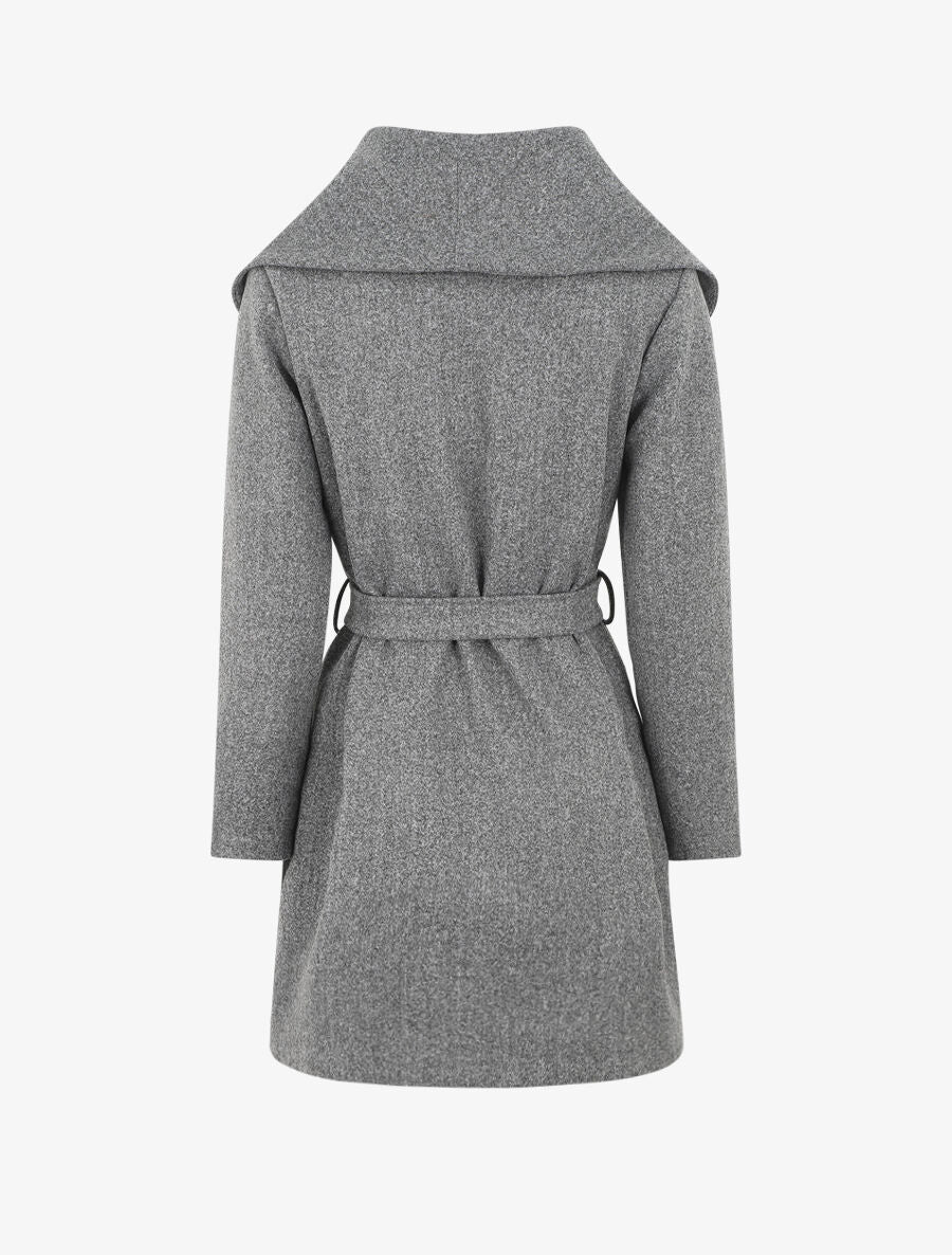 Manteau à col châle - Gris chiné - 2