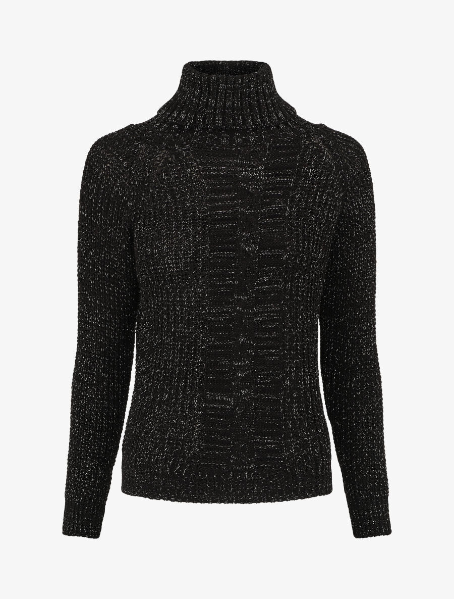 Pull irisé droit à col roulé - Noir - 5