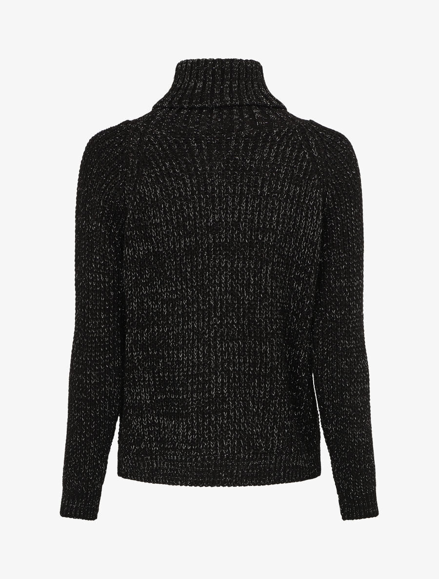 Pull irisé droit à col roulé - Noir - 2