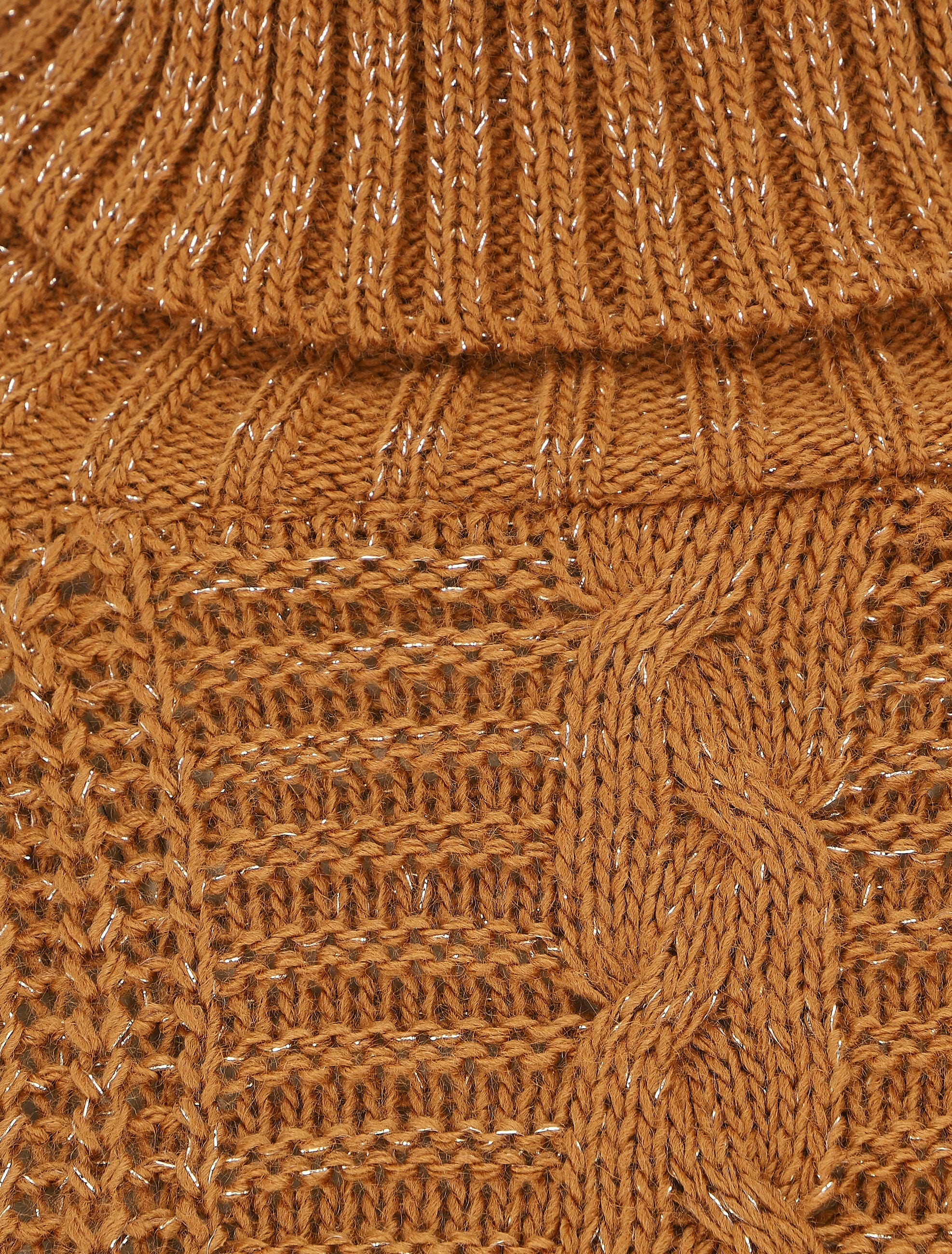 Pull irisé droit à col roulé - Camel - 3