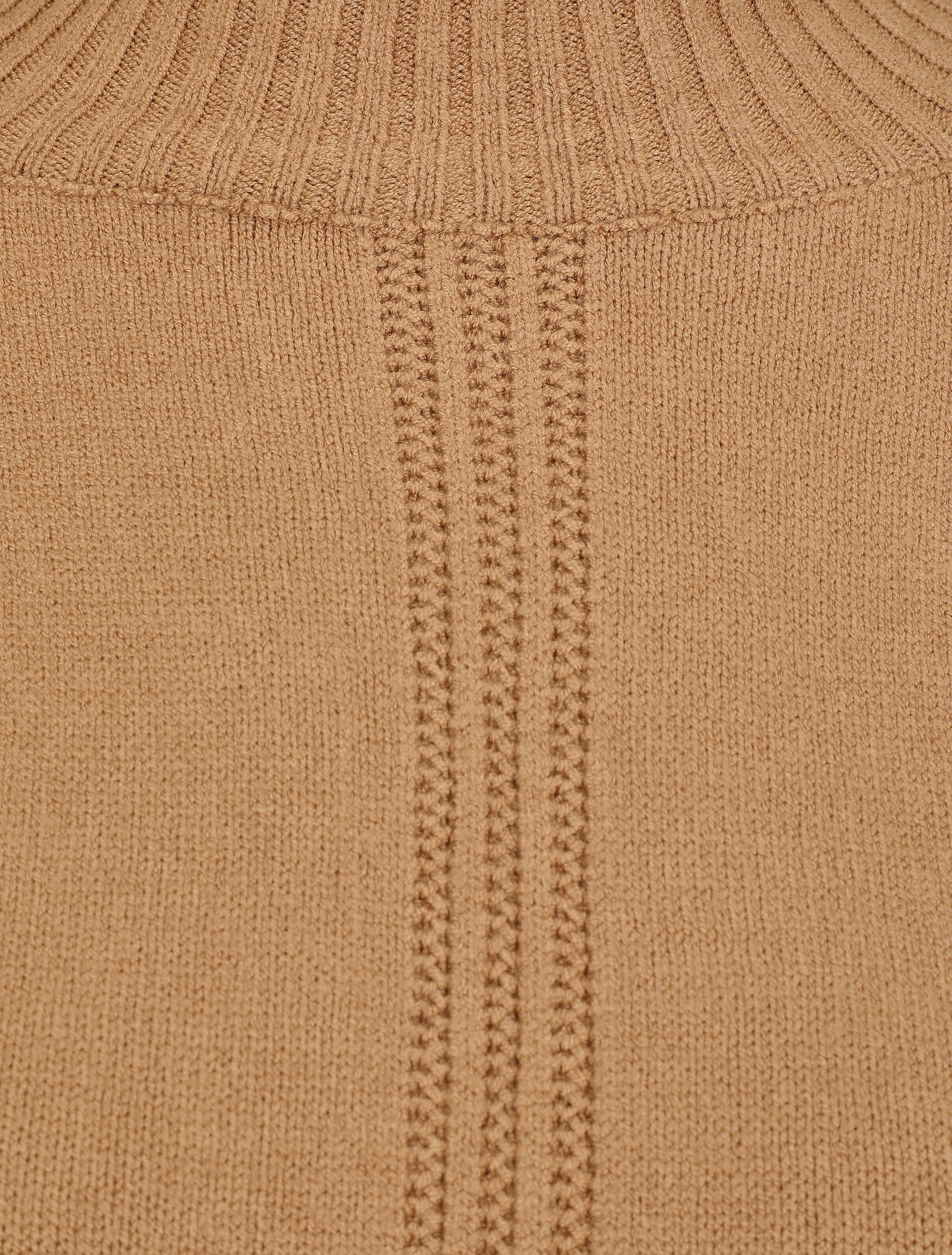 Pull fin uni à col montant - Camel - 3