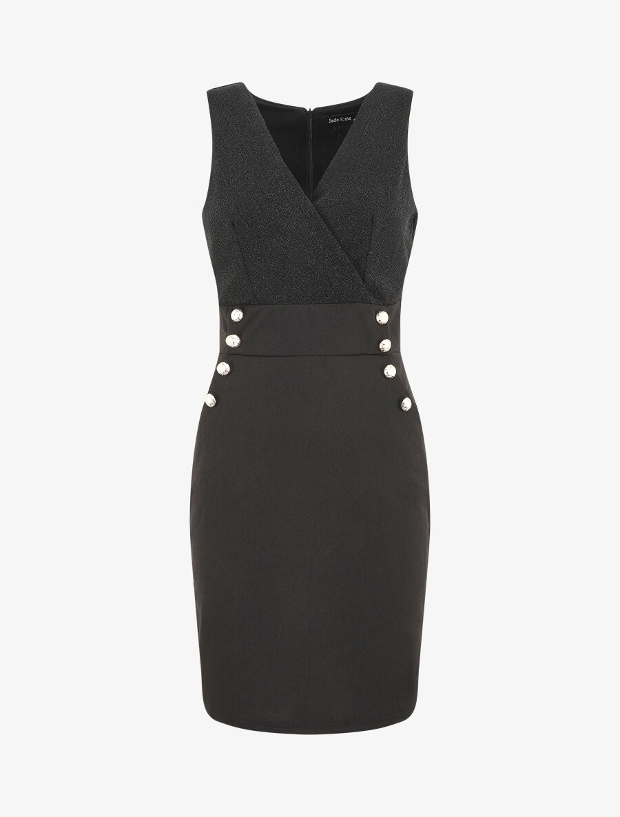 Robe fourreau à paillettes - Noir - 4