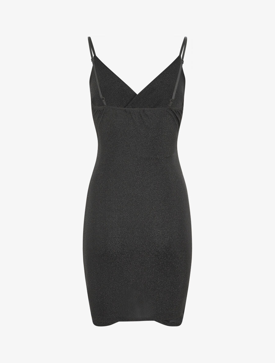 Robe courte effet drapé et pailleté - Noir - 3