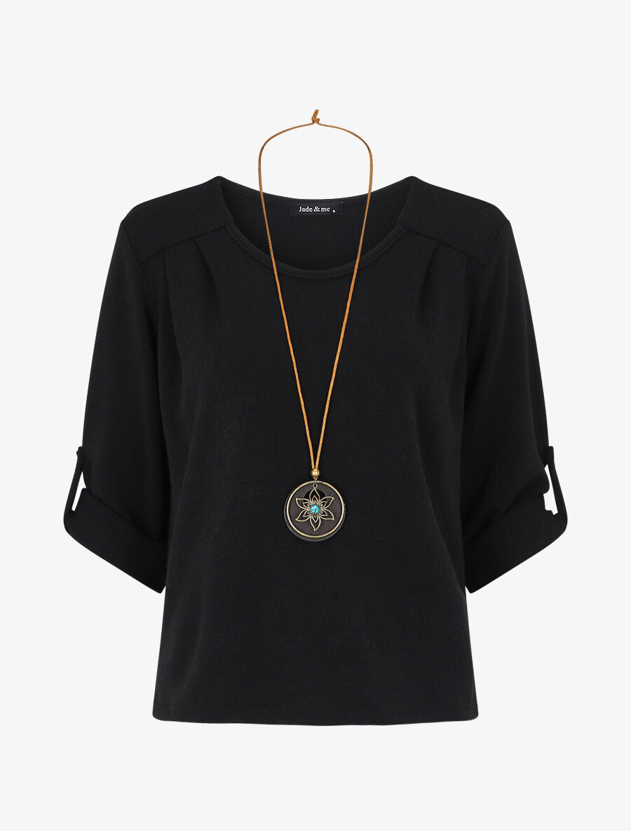 Pull ample uni col V - Noir - 5