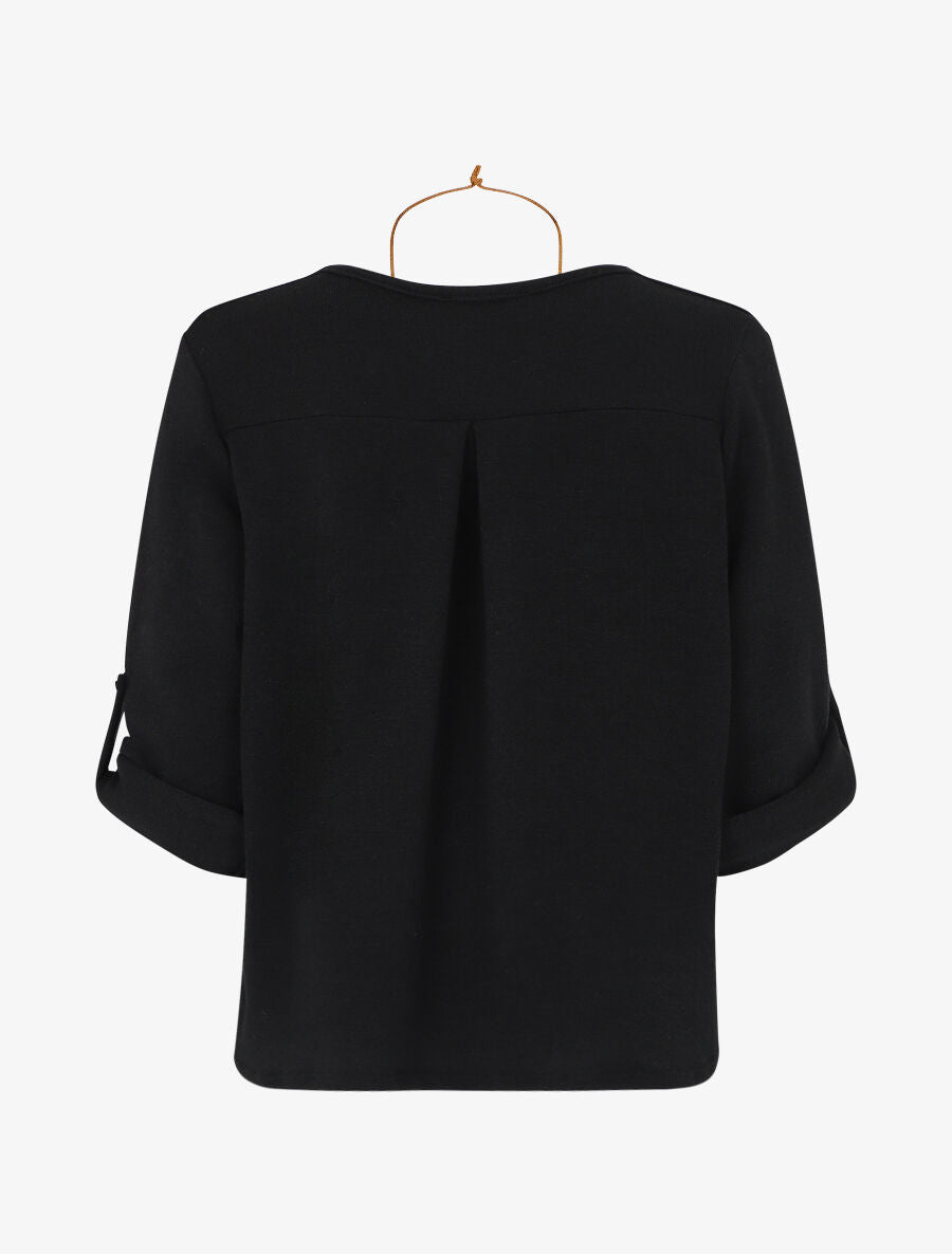 Pull ample uni col V - Noir - 2