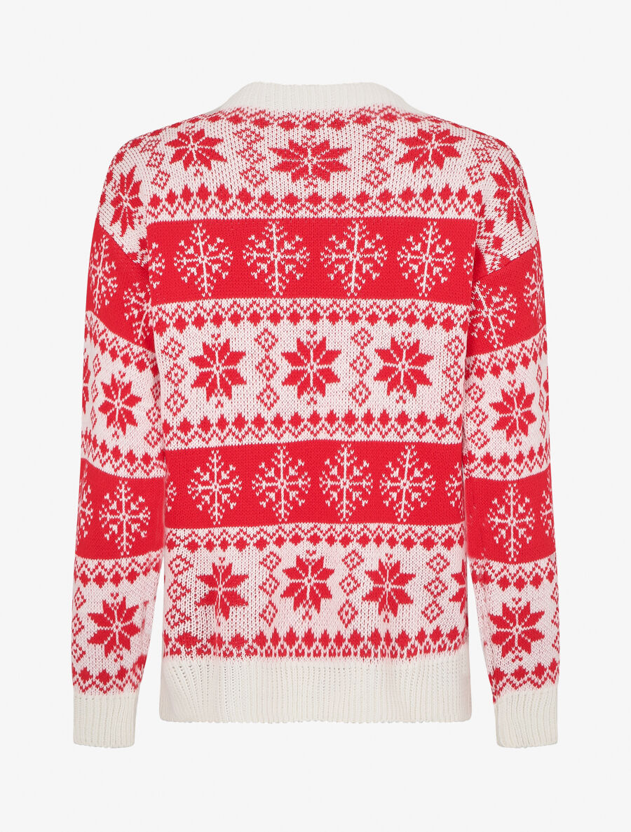 Pull à motif flocons de neige à col rond - Blanc - 2