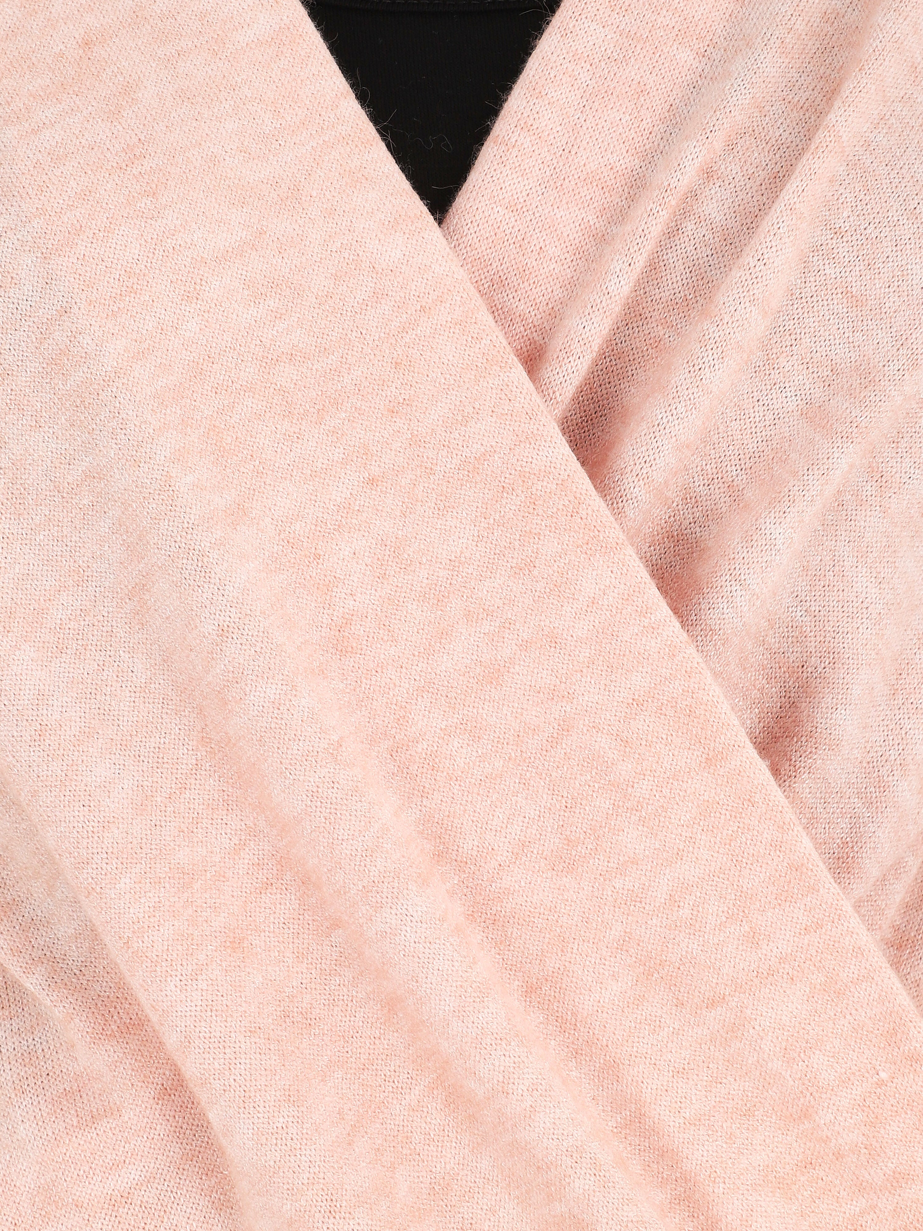 Top bicolore à manches longues et effet croisé - Rose - 3