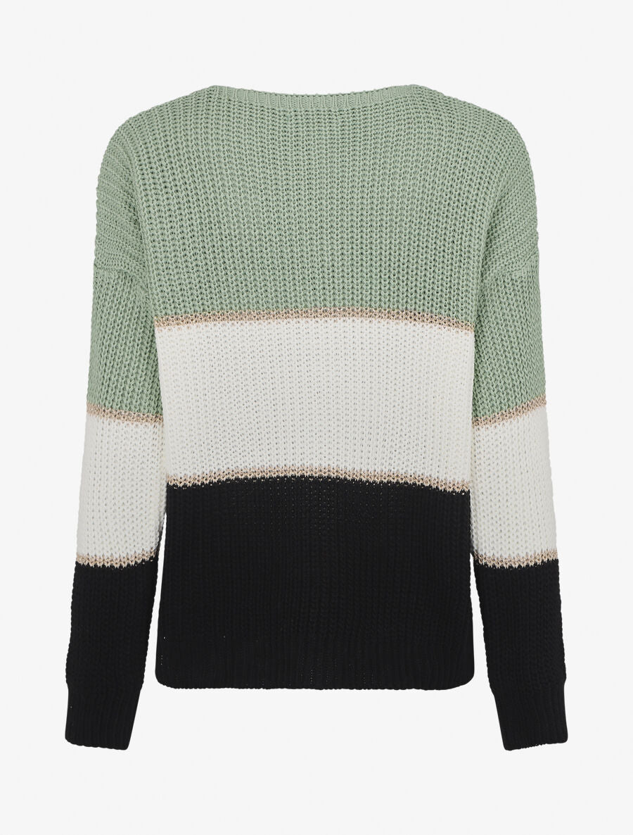 Pull à motif rayé irisé - Vert d&