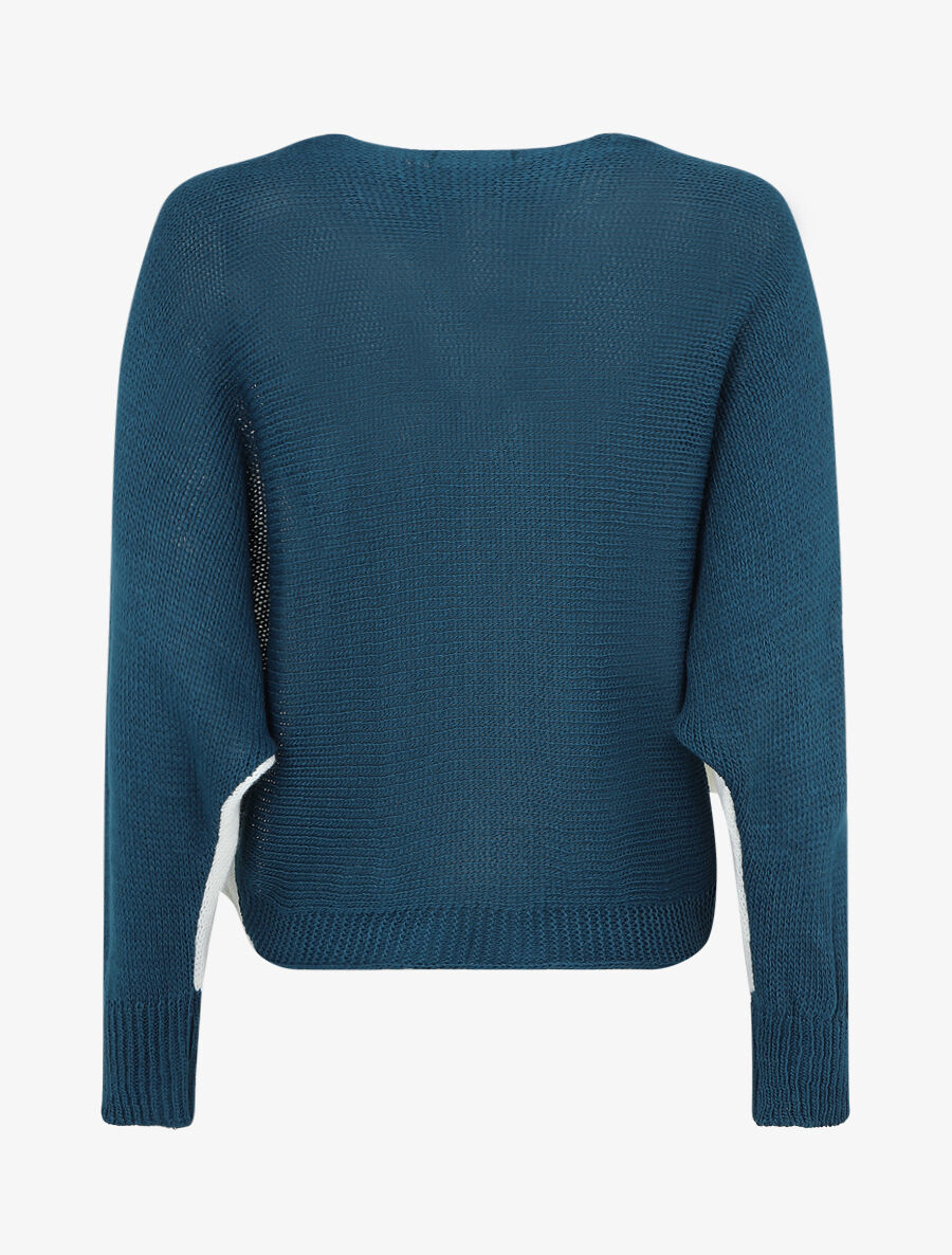 Pull motif V irisé - Bleu canard - 2