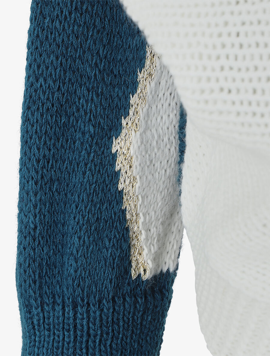 Pull motif V irisé - Bleu canard - 3