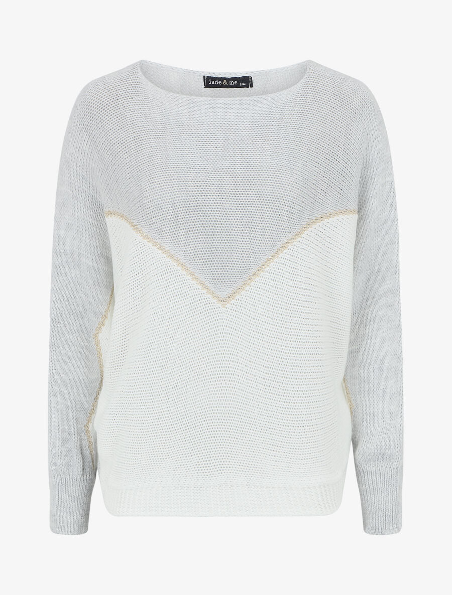 Pull motif V irisé - Gris clair - 5