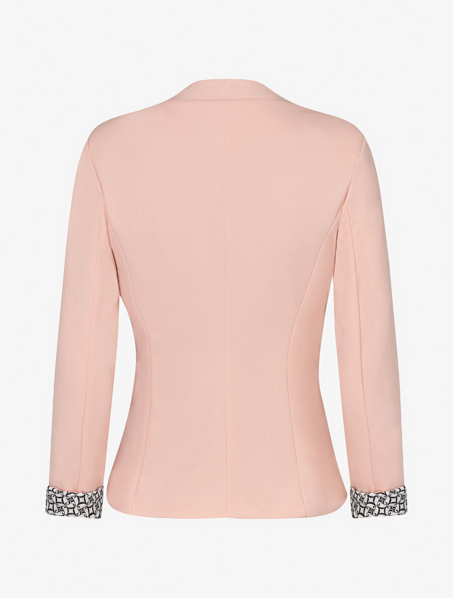 Blazer uni à revers imprimé alphabet - Rose - 2