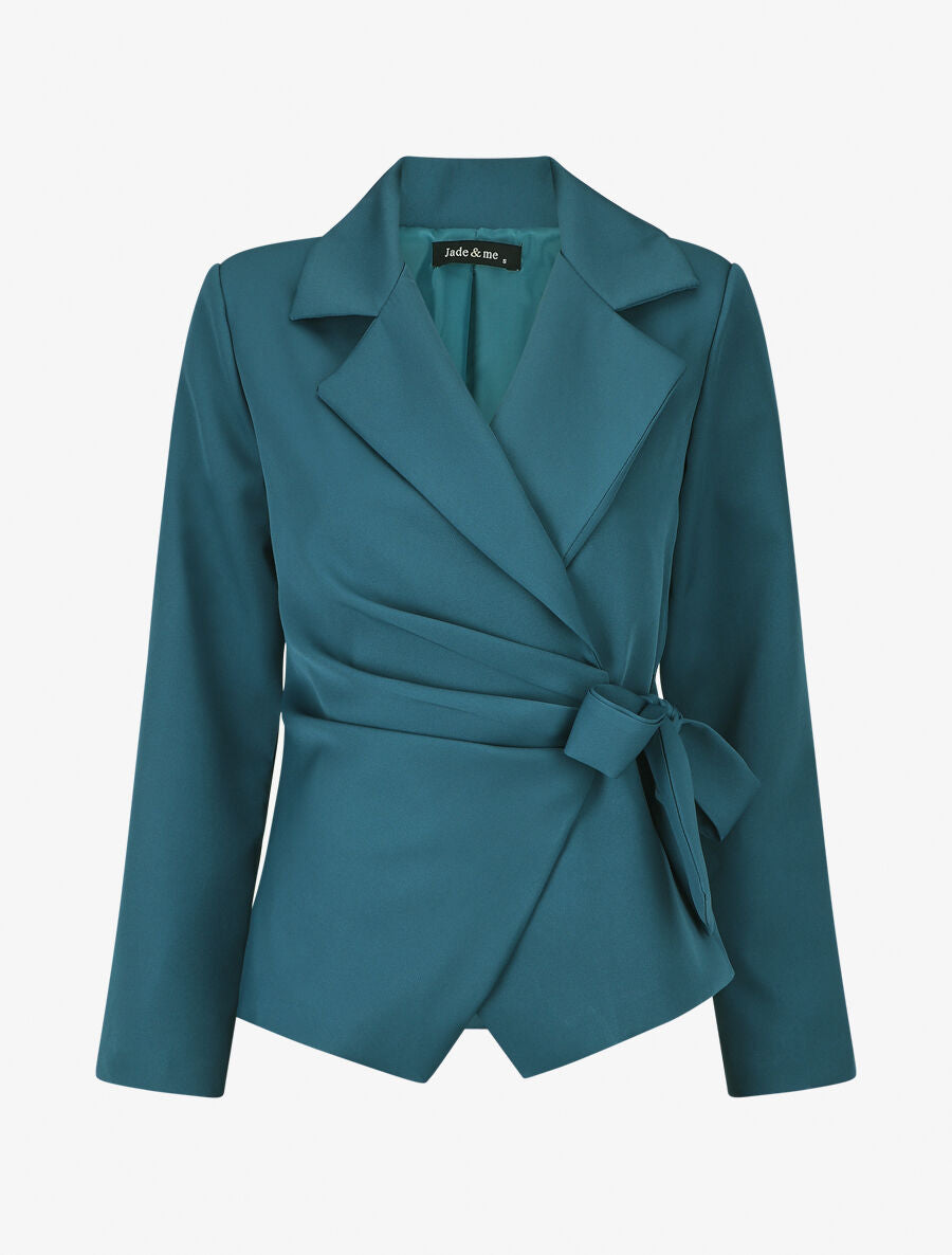 Blazer uni à nouer - Bleu canard - 1