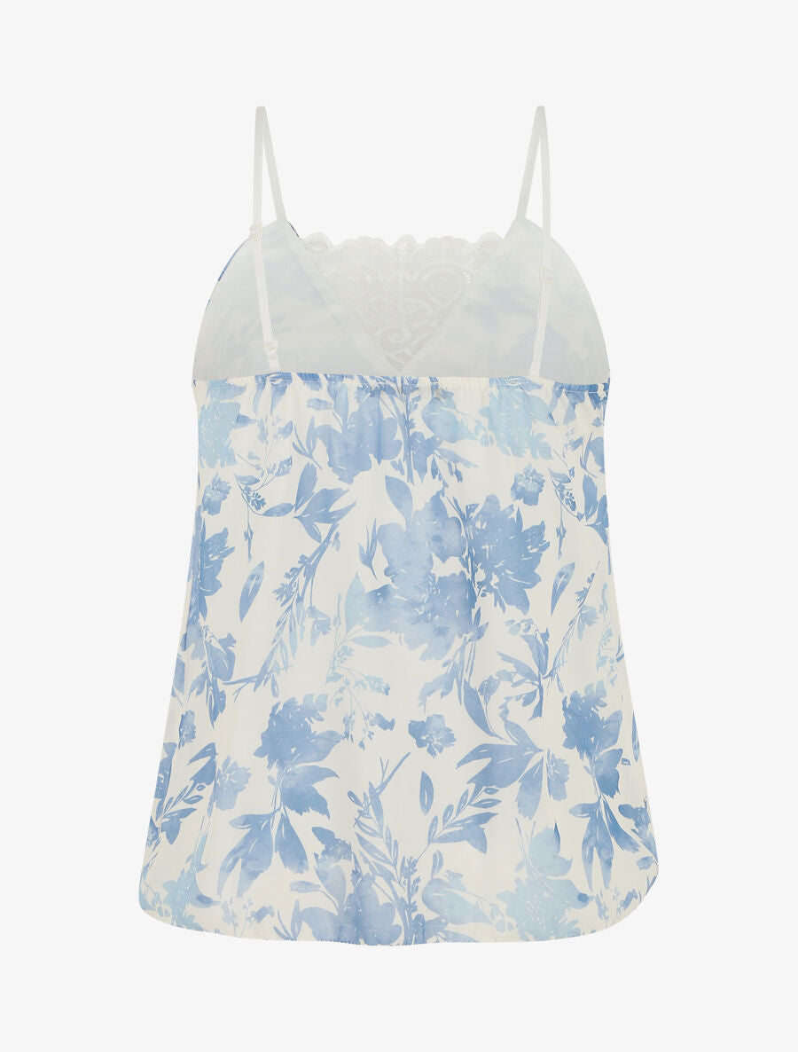 Caraco col dentelle imprimé végétal - Blanc - 2