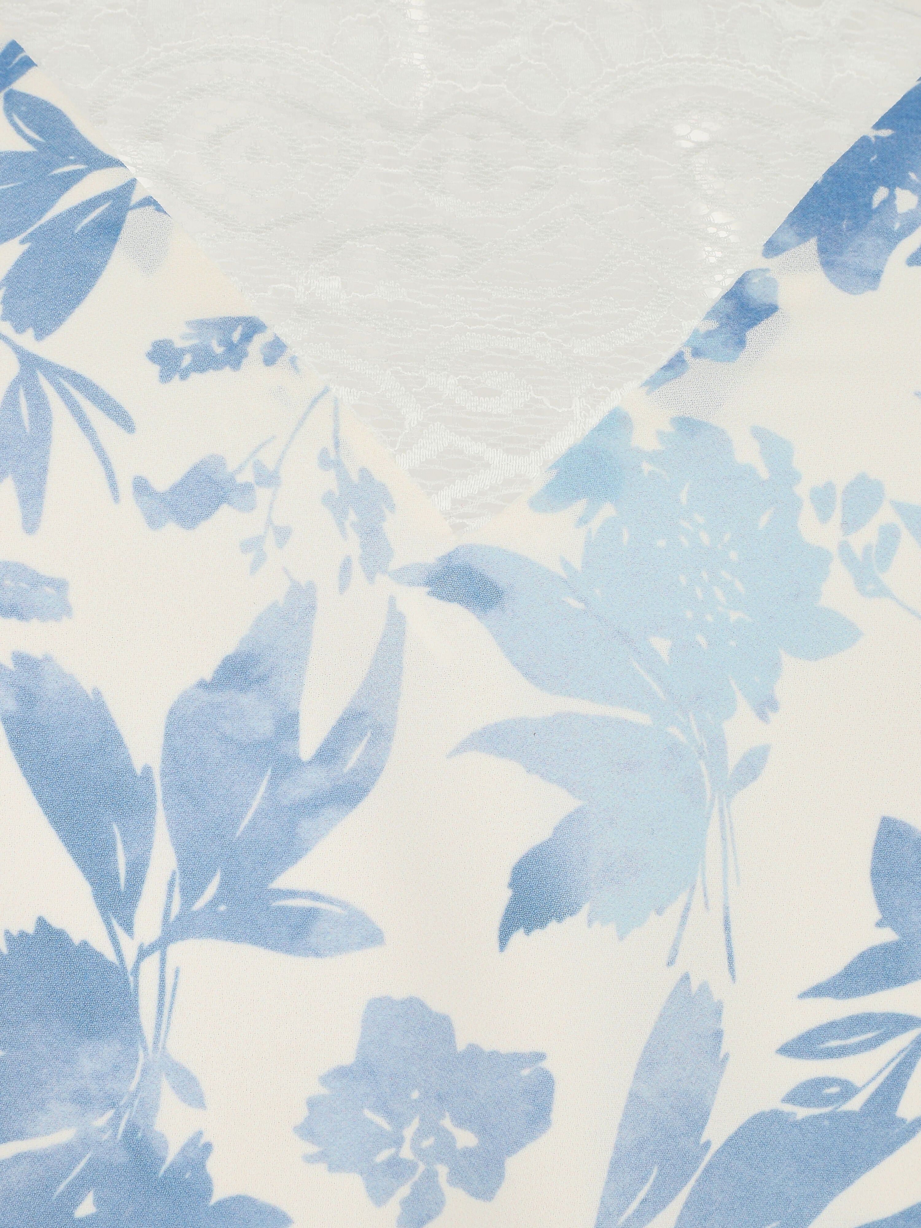 Caraco col dentelle imprimé végétal - Blanc - 3