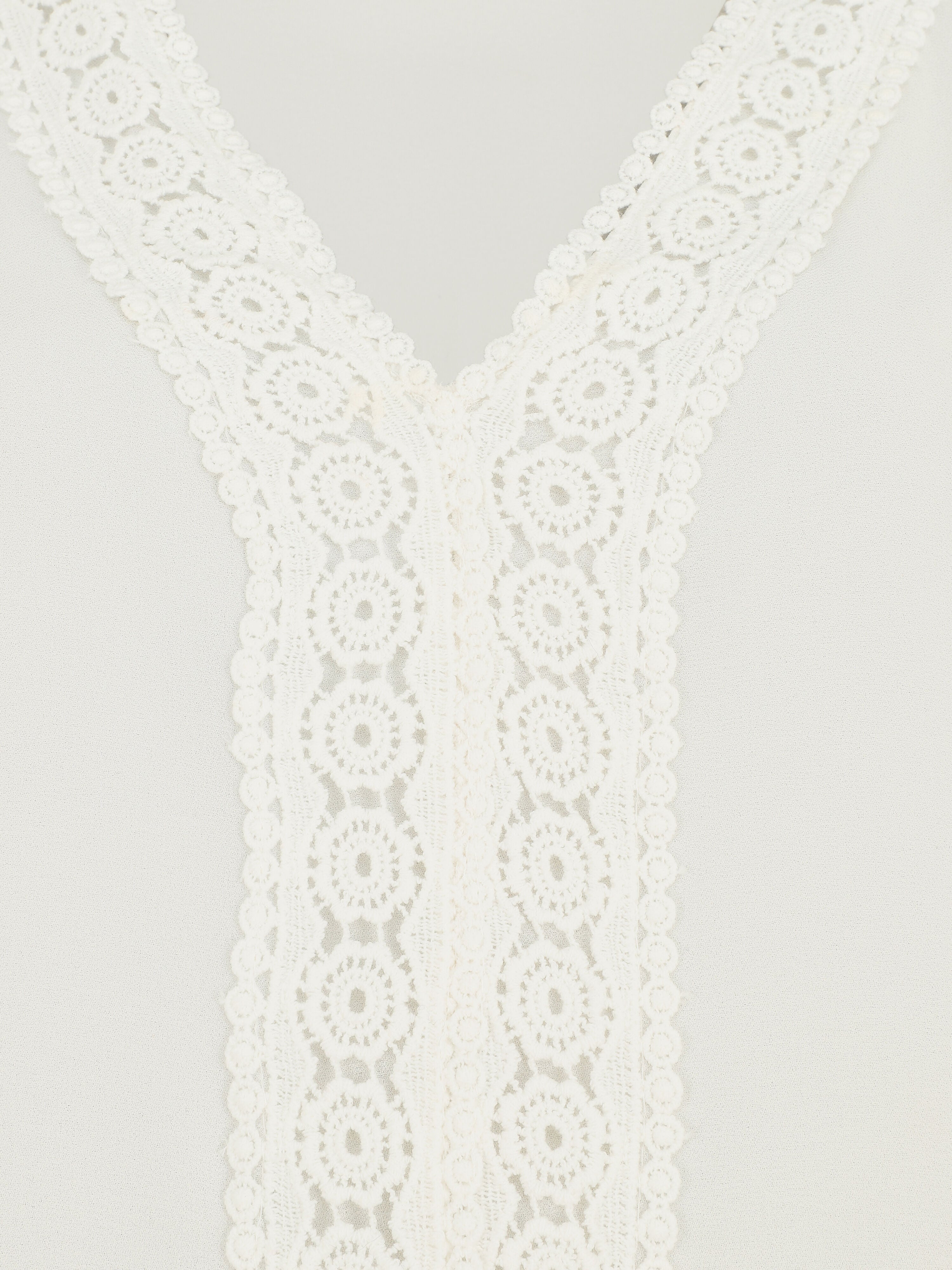 Top uni en voile et broderies - Blanc - 3