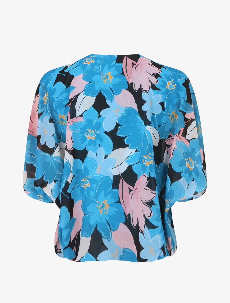 Blouse en voile à imprimé fleuri - Turquoise - 2