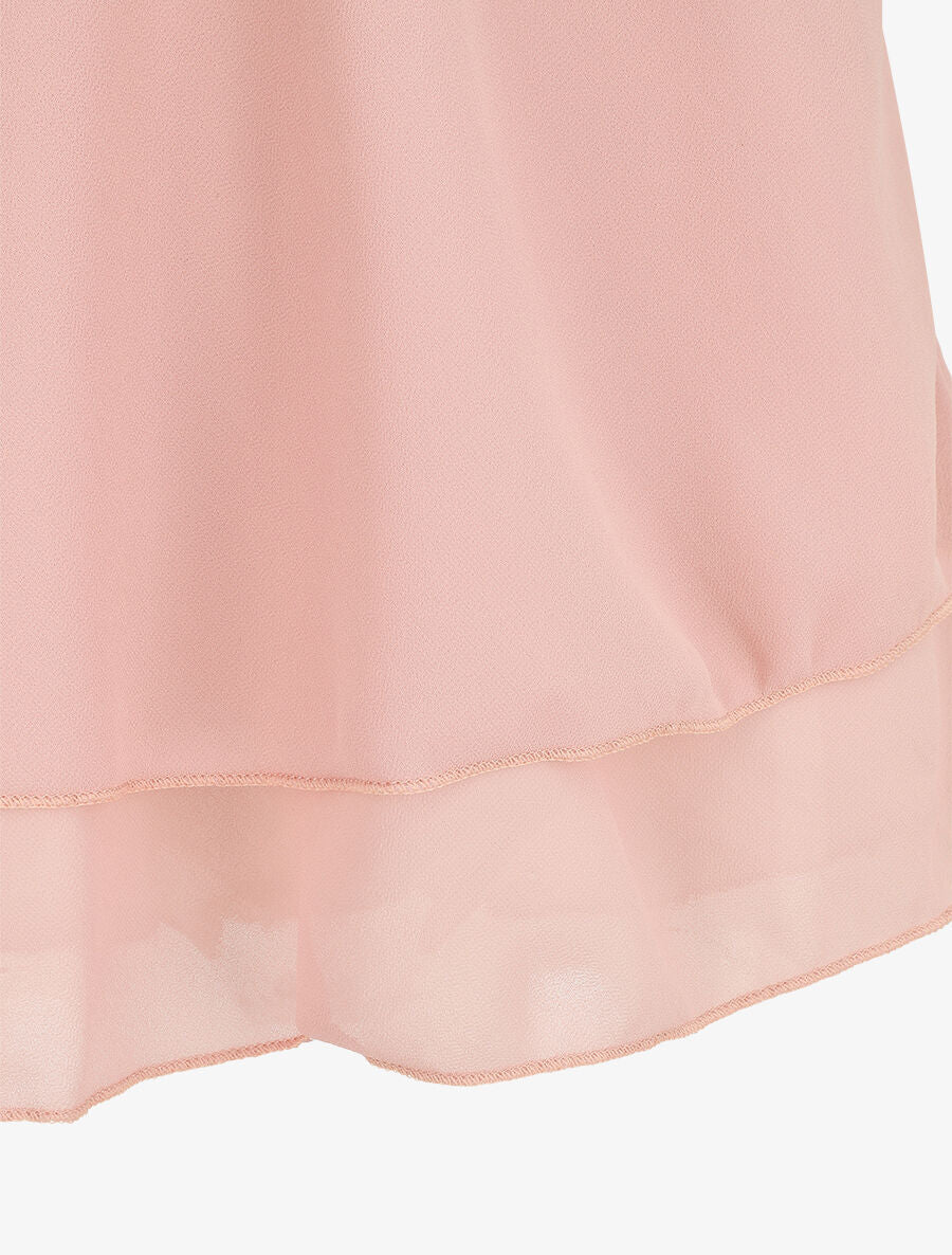 Caraco uni en voile superposé - Rose - 3