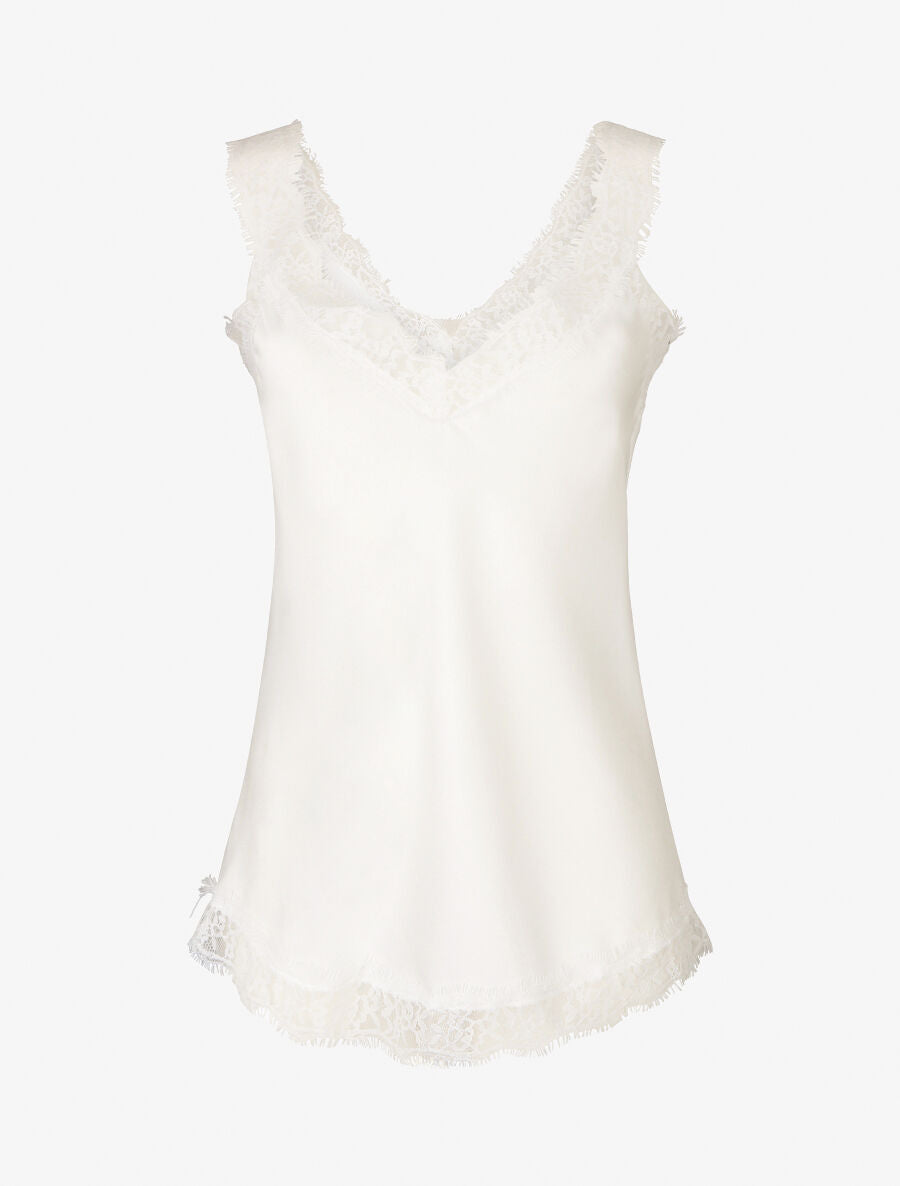 Caraco uni à bords en dentelle - Blanc - 1