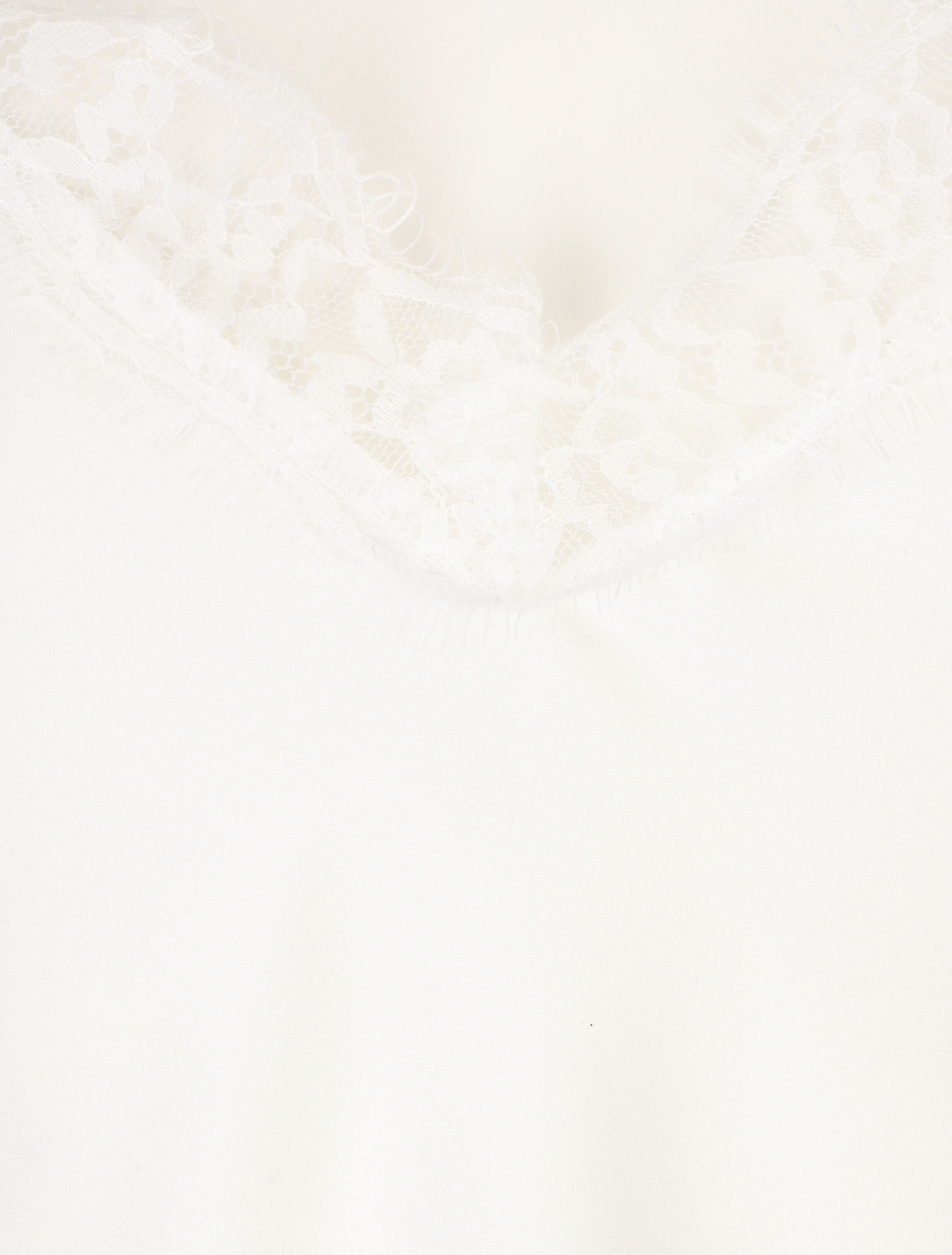 Caraco uni à bords en dentelle - Blanc - 3