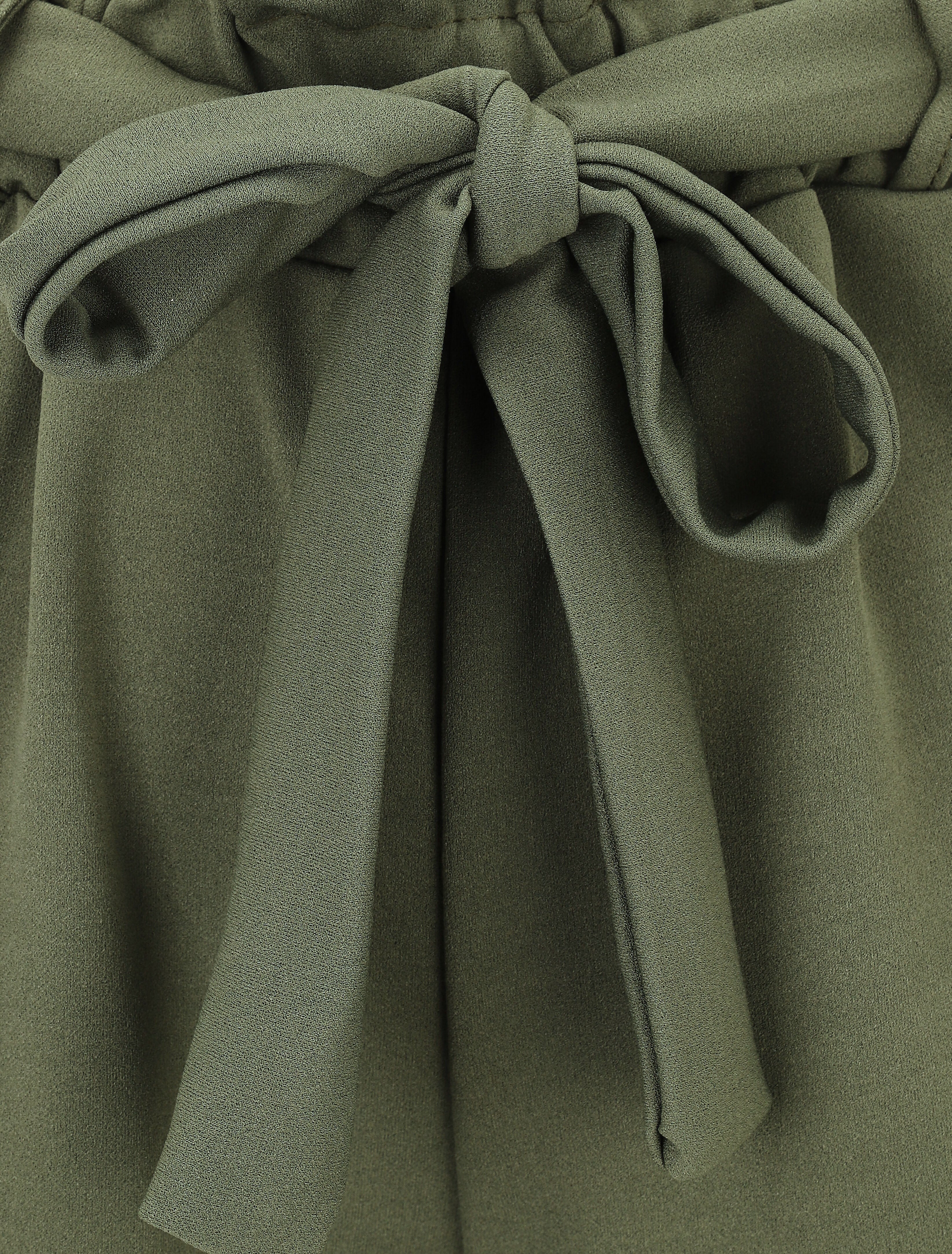 Short uni élastiqué à revers - Kaki - 3