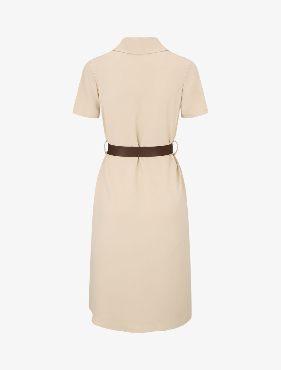 Robe chemise droite unie - Beige - 2