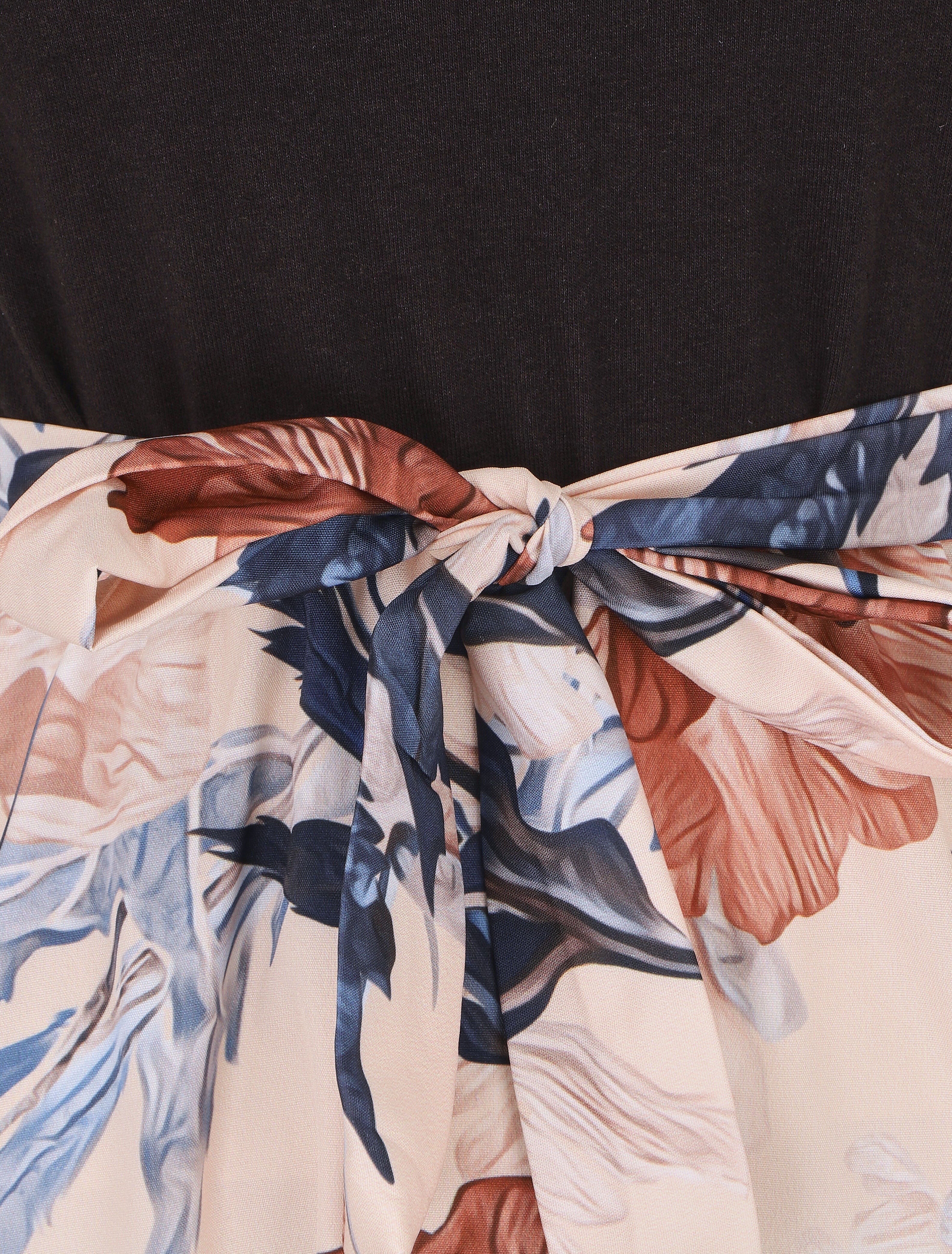 Robe-bi matière imprmé fleuri - Marron - 3