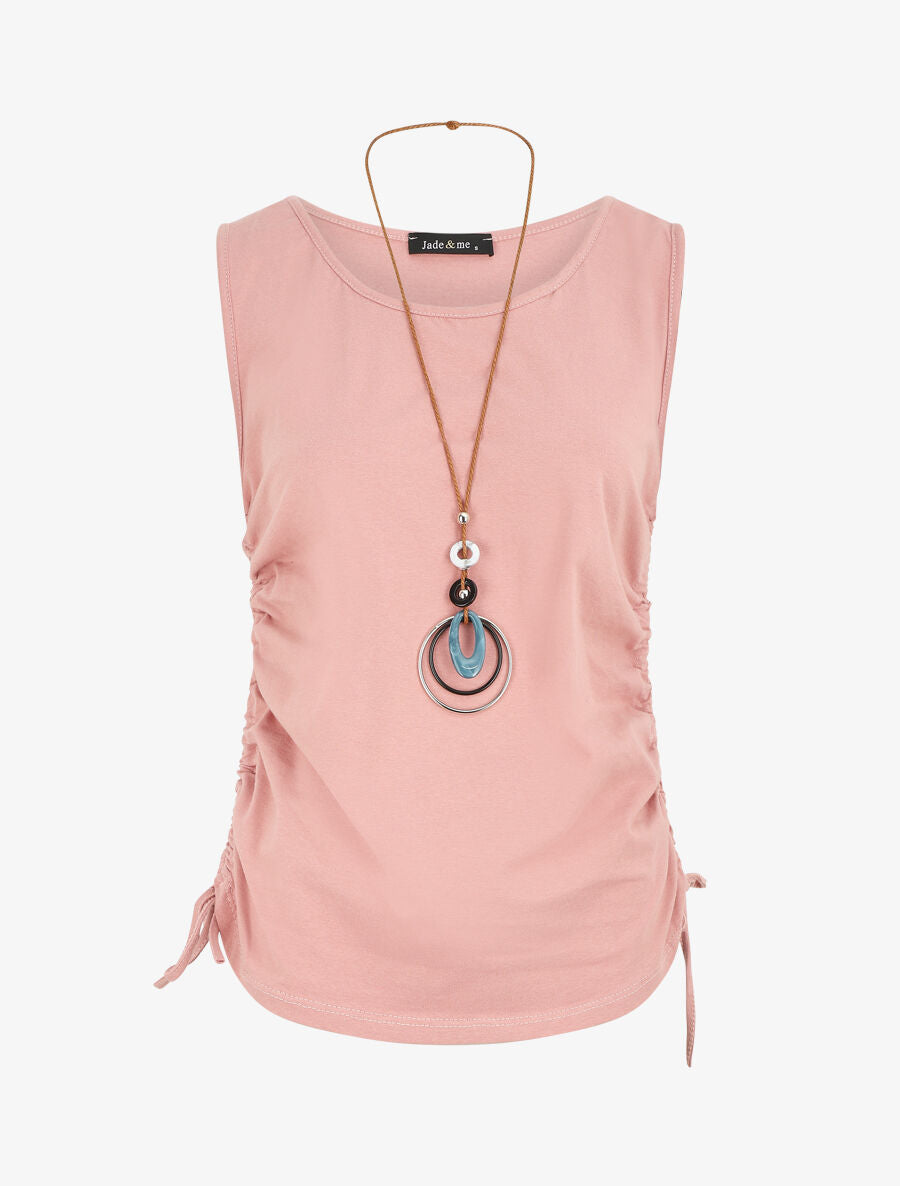 Top uni à cotés froncés - Rose - 1