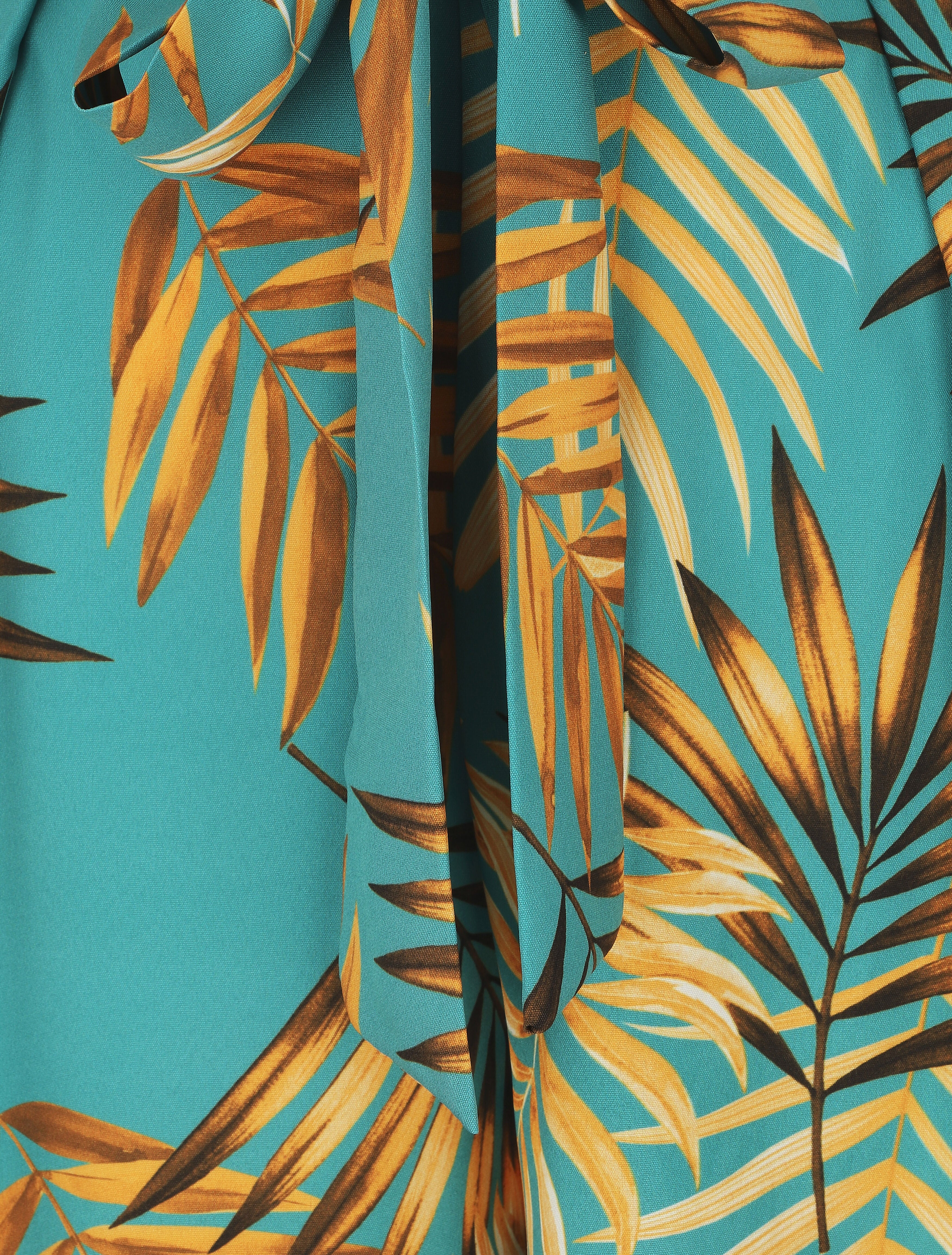 Pantalon ample taille haute imprimé tropical - Turquoise - 3