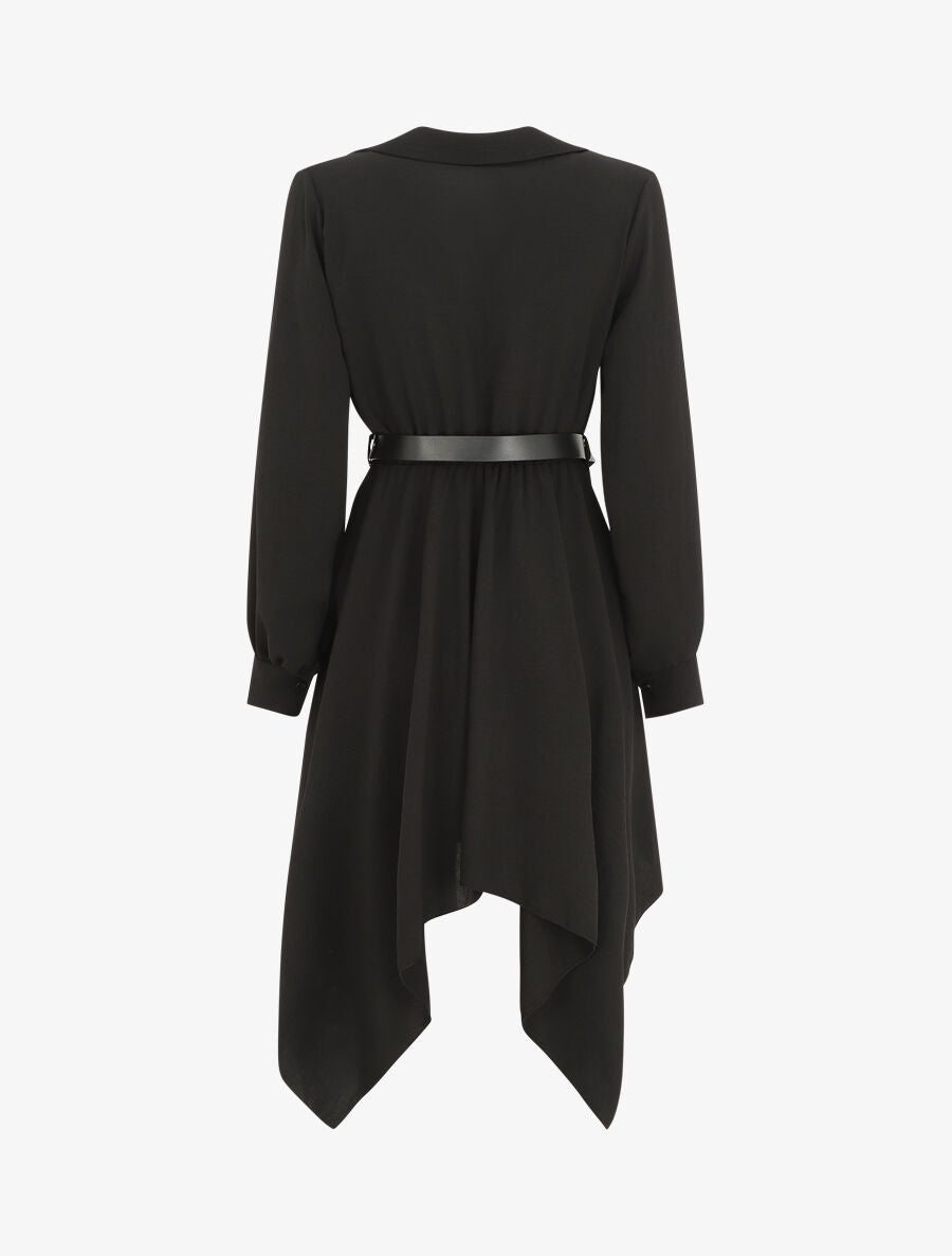 Robe longue asymétrique unie - Noir - 2