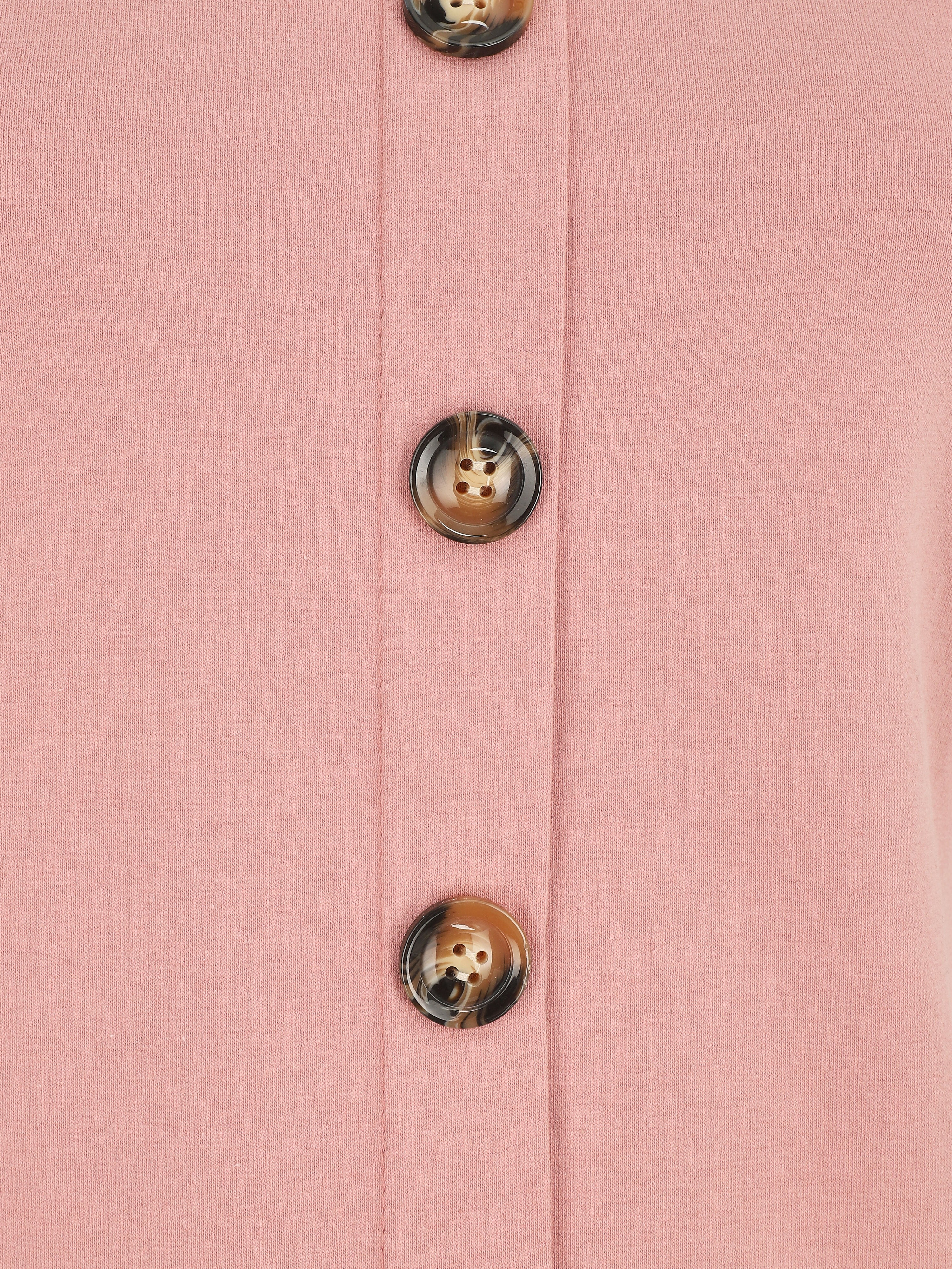 Top uni sans manches et boutons décoratifs - Vieux rose - 3