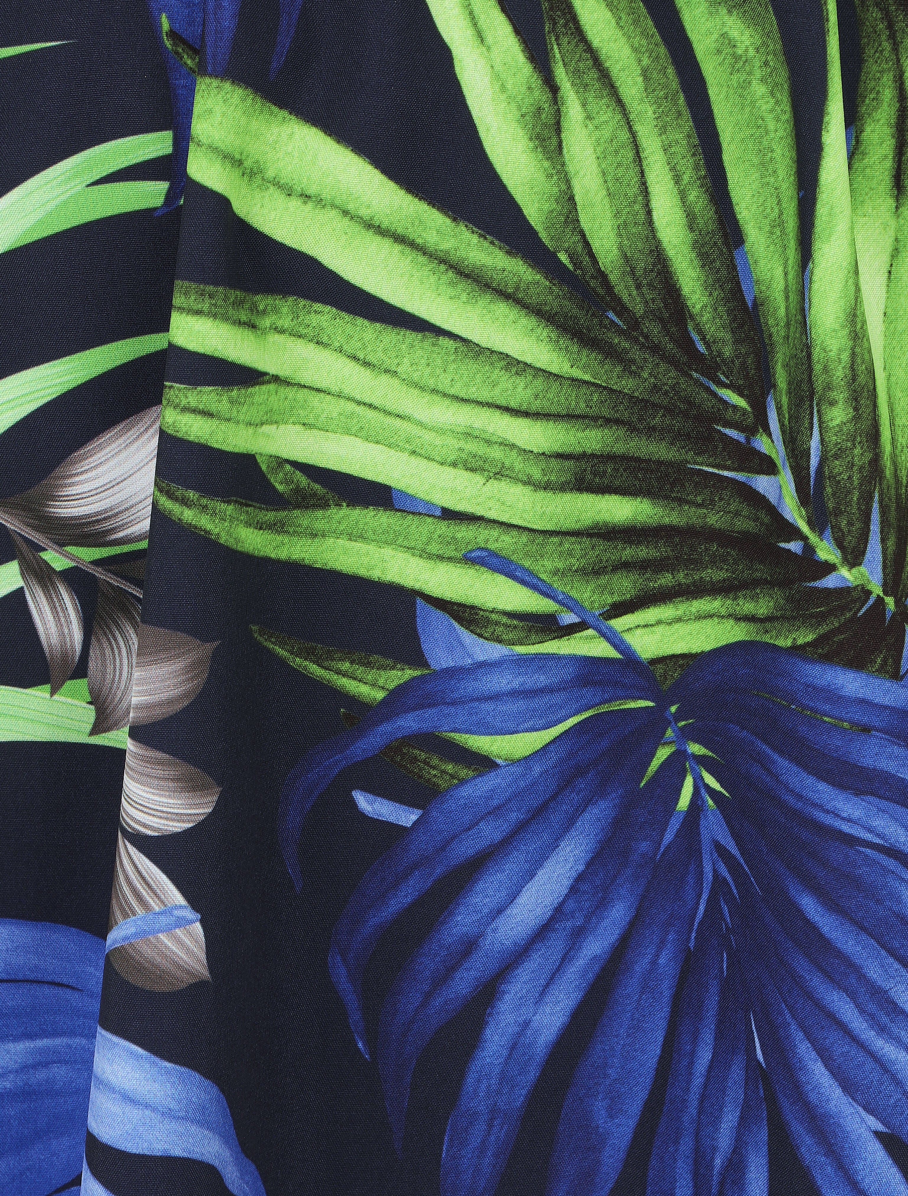 Robe mi-longue à imprimé tropical - Marine - 3