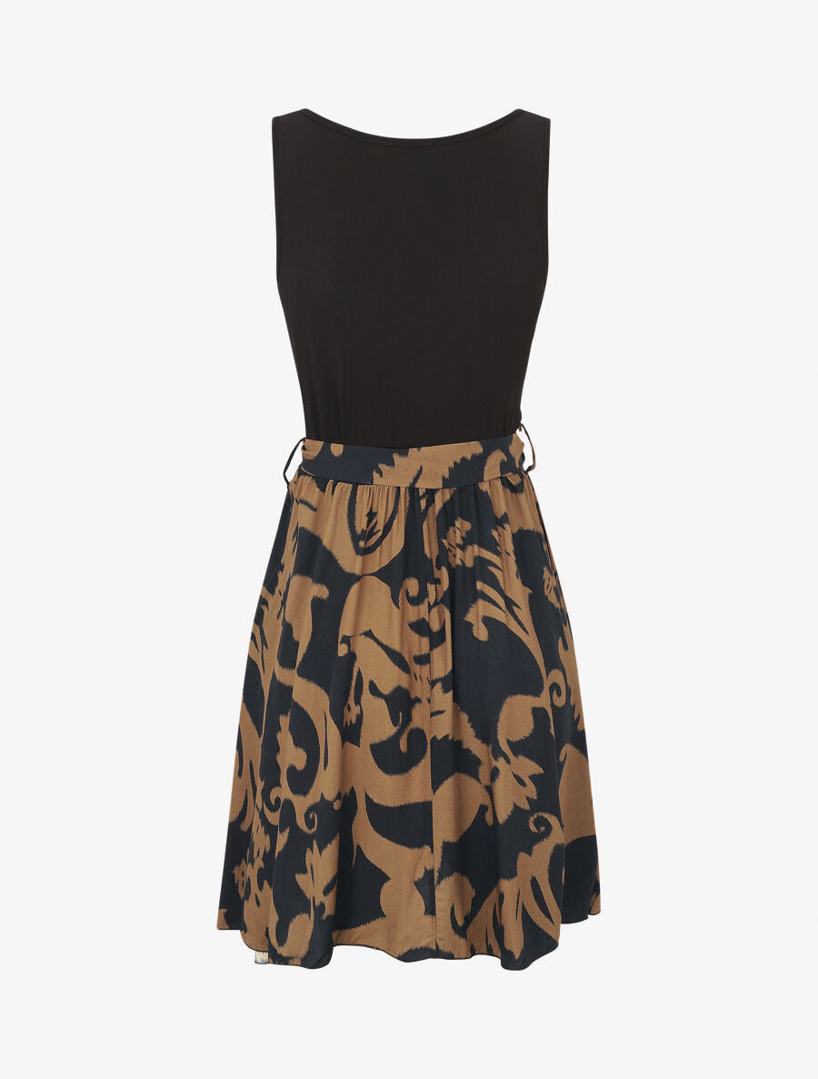 Robe bicolore à imprimé graphique - Noir - 2