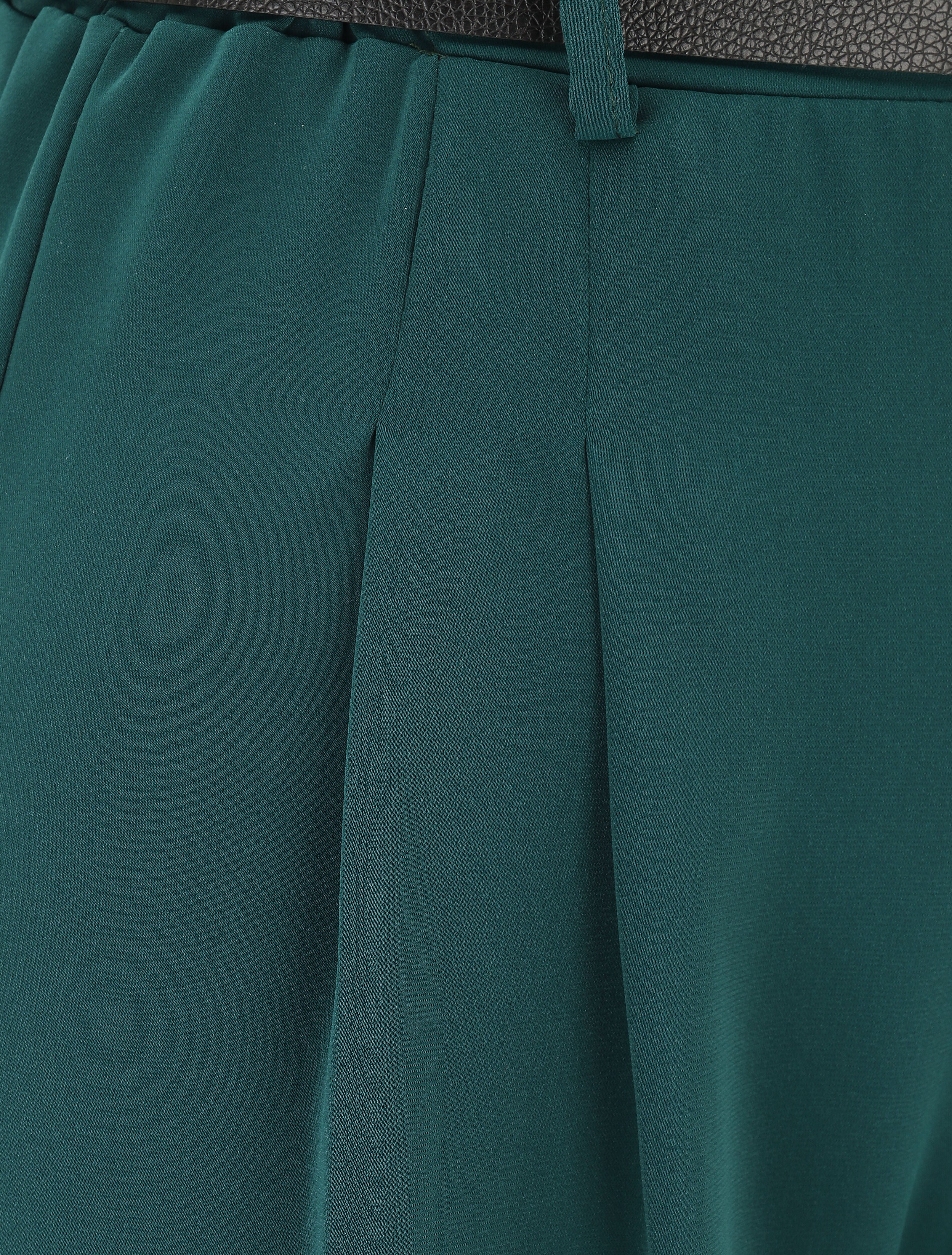 Pantalon ample fluide uni - Vert - 3