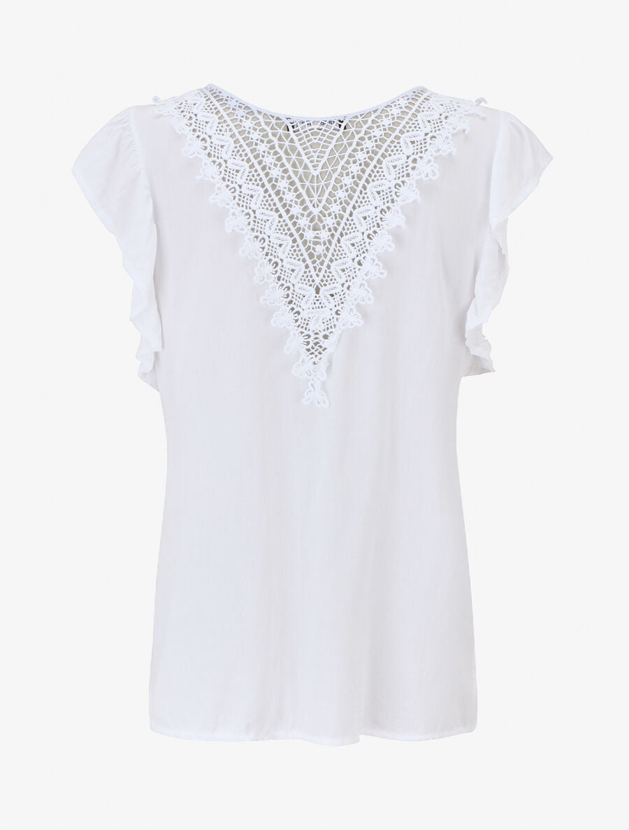 Top sans manches uni dos en crochet - Blanc - 2