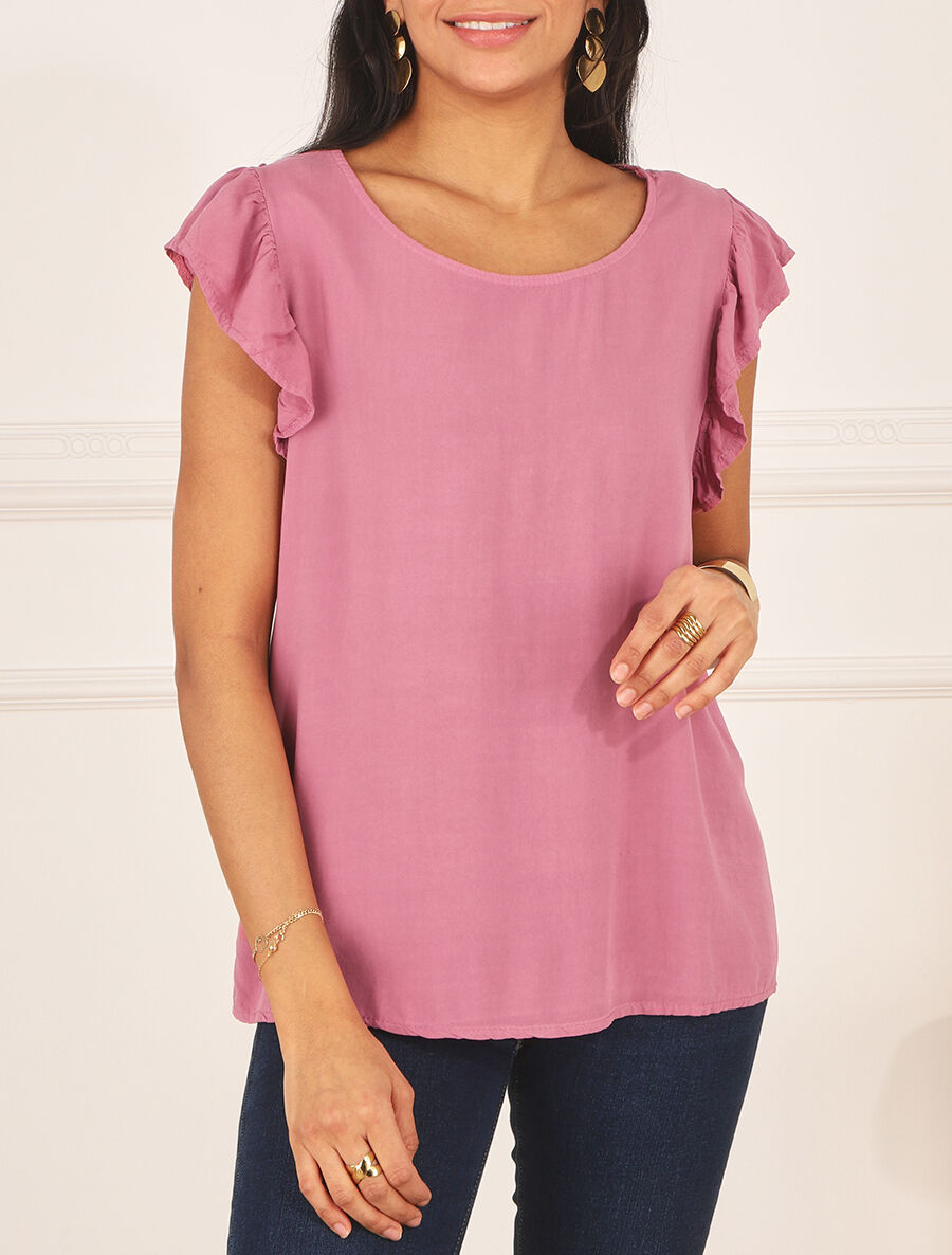 Top sans manches uni dos en crochet - Vieux rose - 4