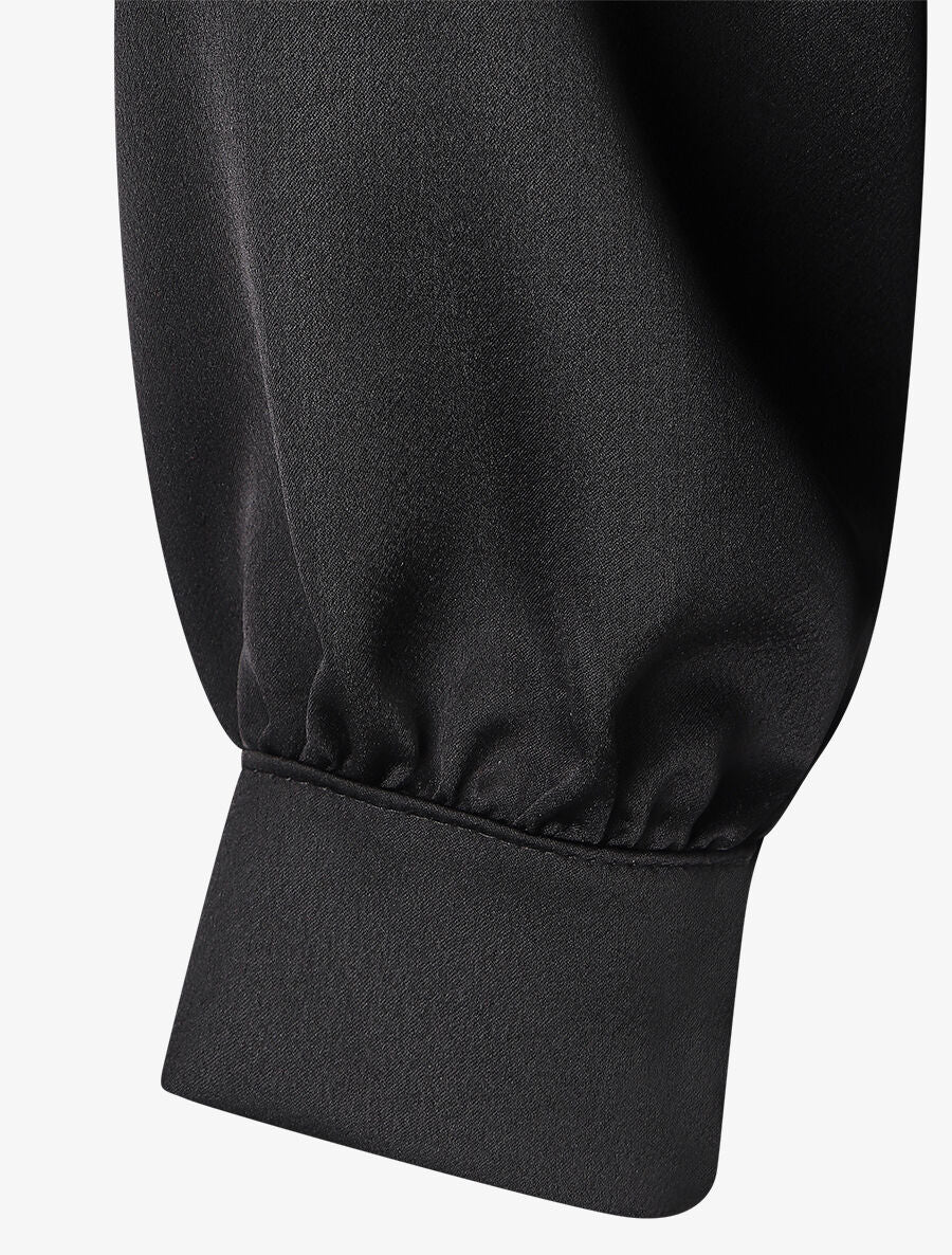 Blouse unie oversize effet satiné - Noir - 3