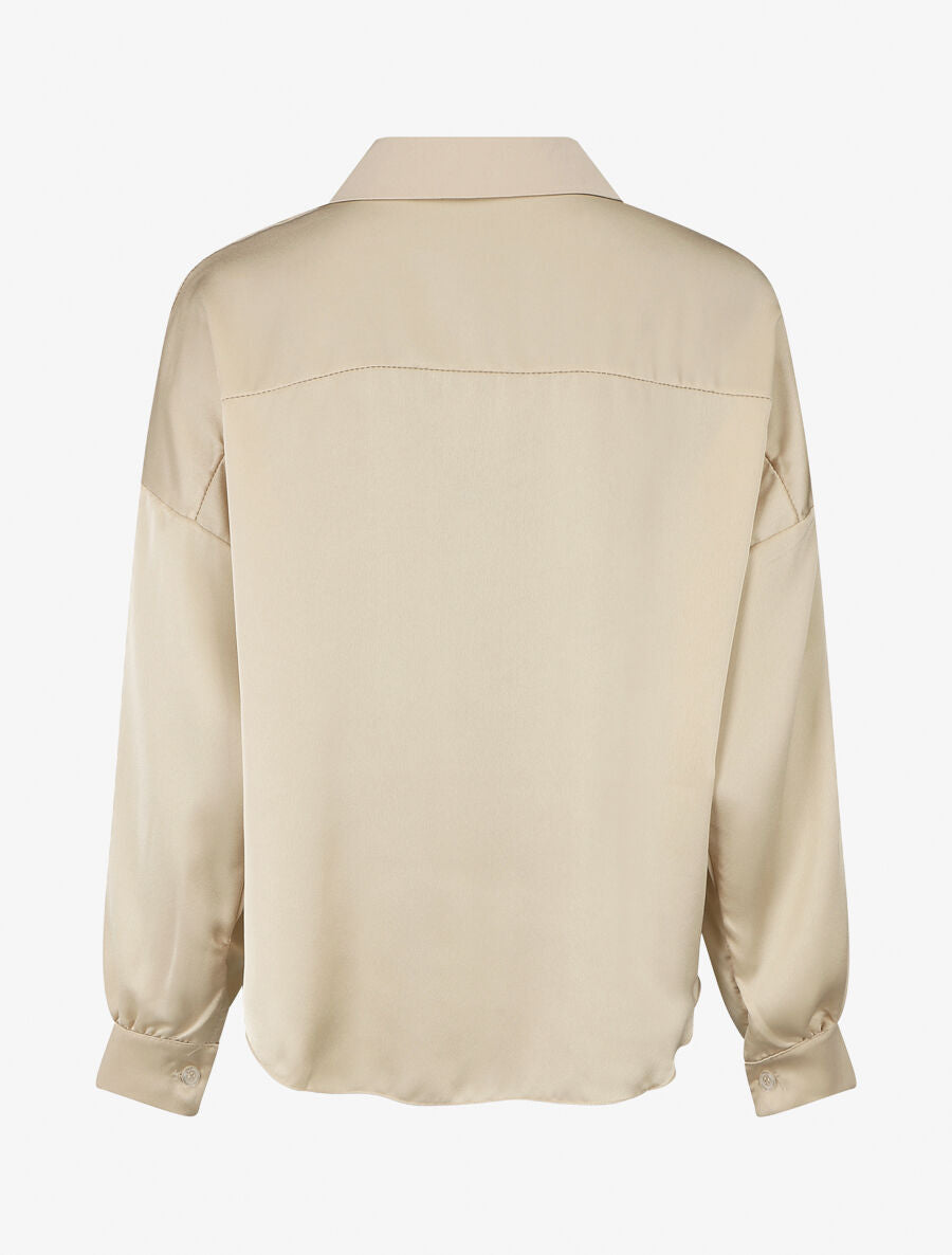Blouse unie oversize effet satiné - Doré - 2