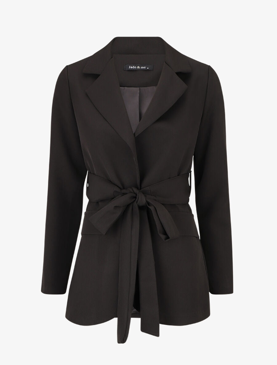 Blazer oversize ceinturé - Noir - 1
