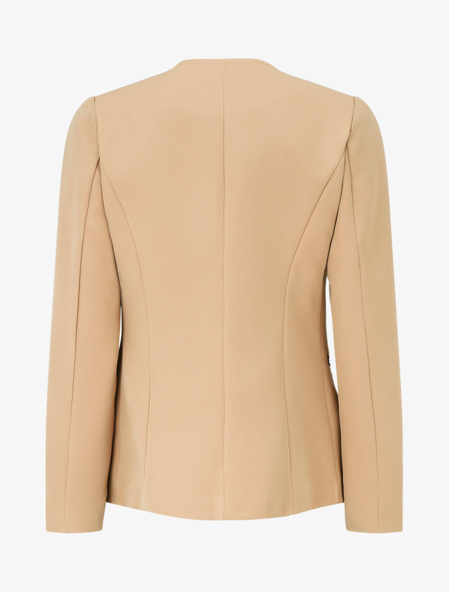 Blazer uni à poches zippées - Camel - 2