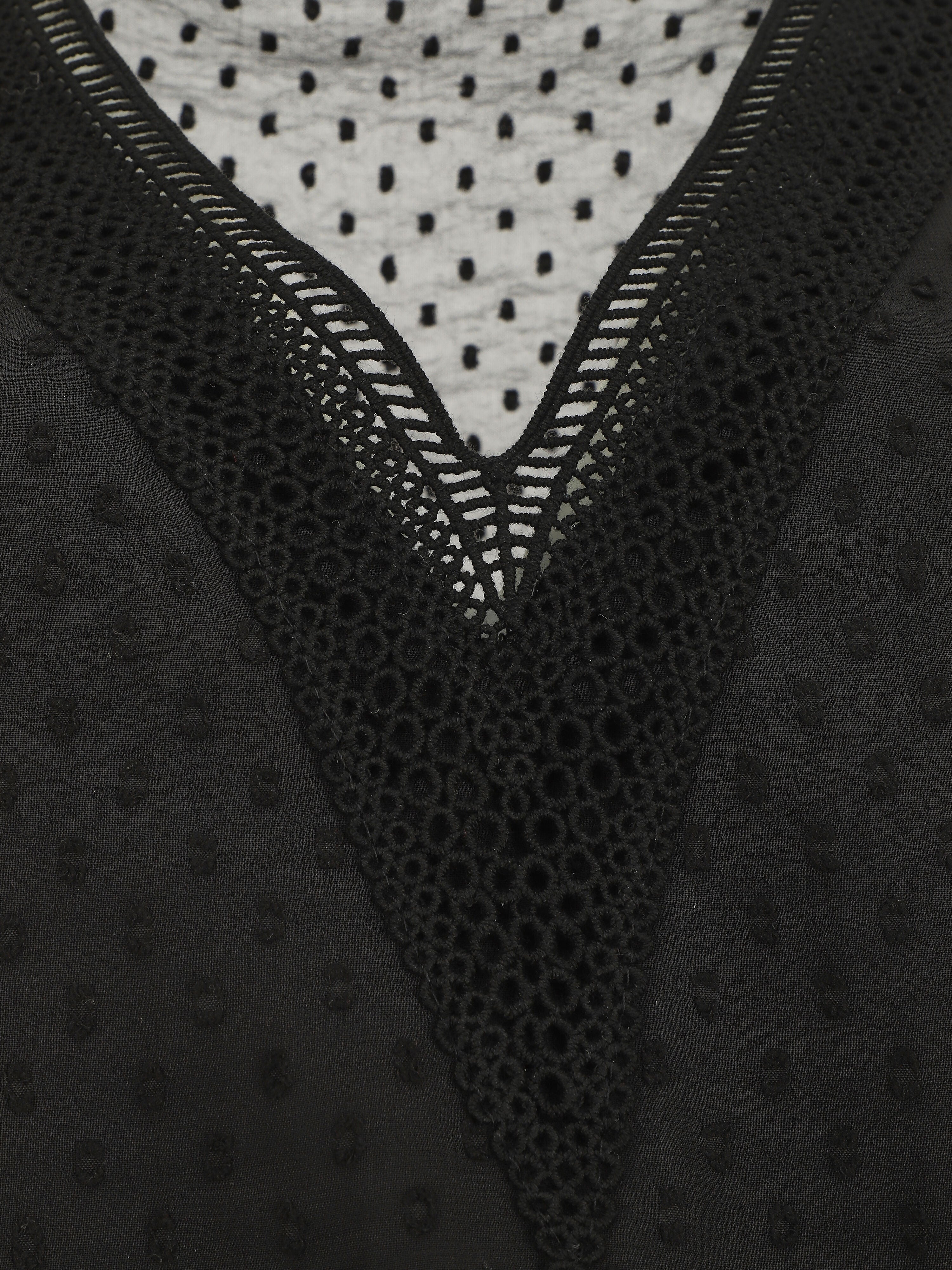 Top uni en voile texturé - Noir - 3