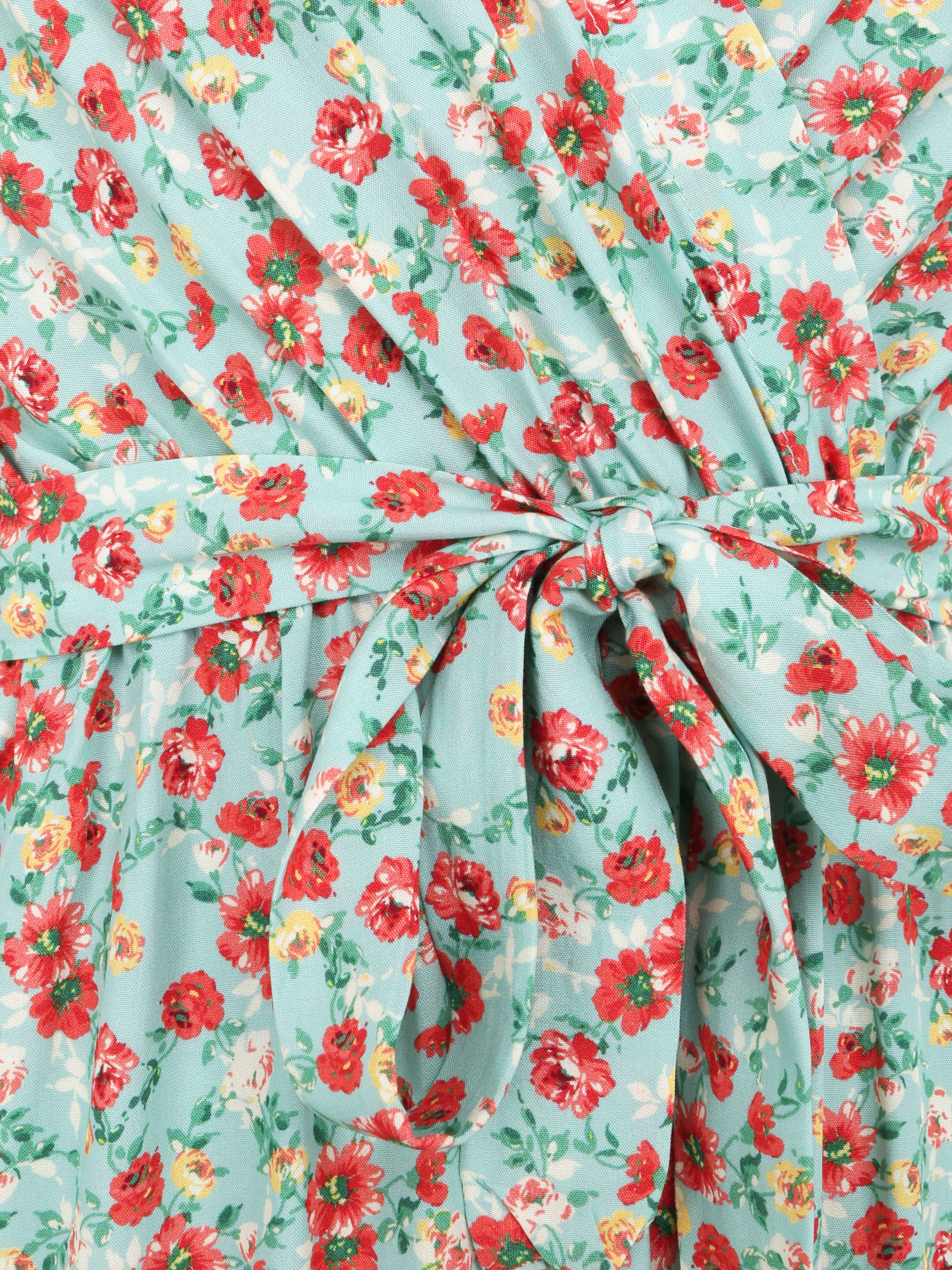 Robe fleurie à col cache-coeur - Bleu ciel - 3