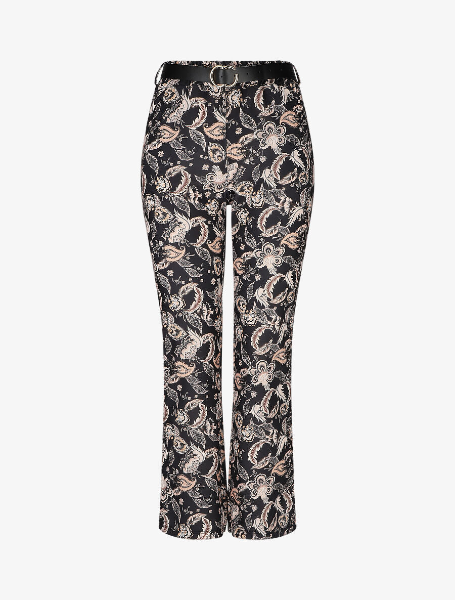 Pantalon droit imprimé foulard - Noir - 5