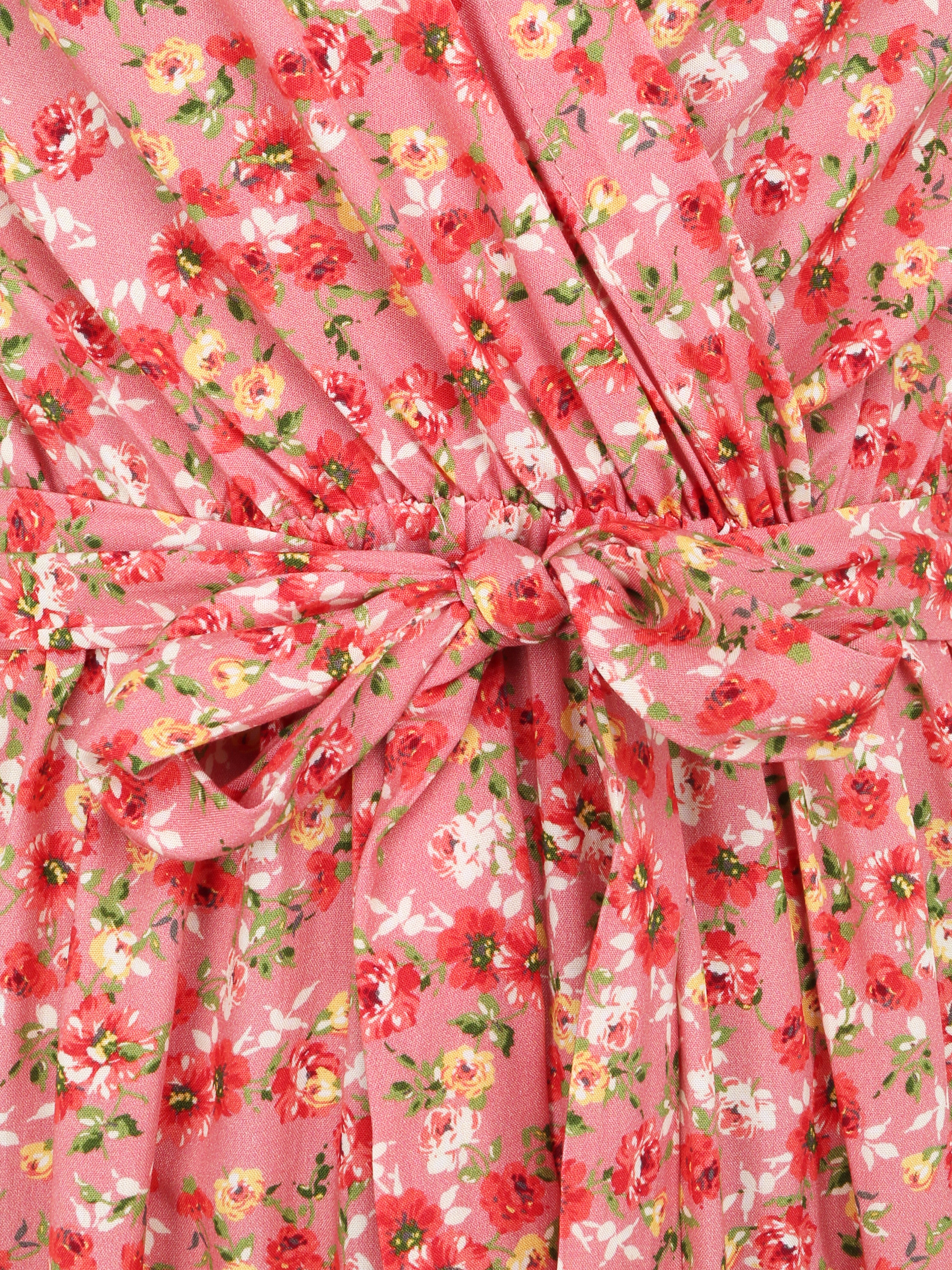 Robe fleurie à col cache-coeur - Rose - 3