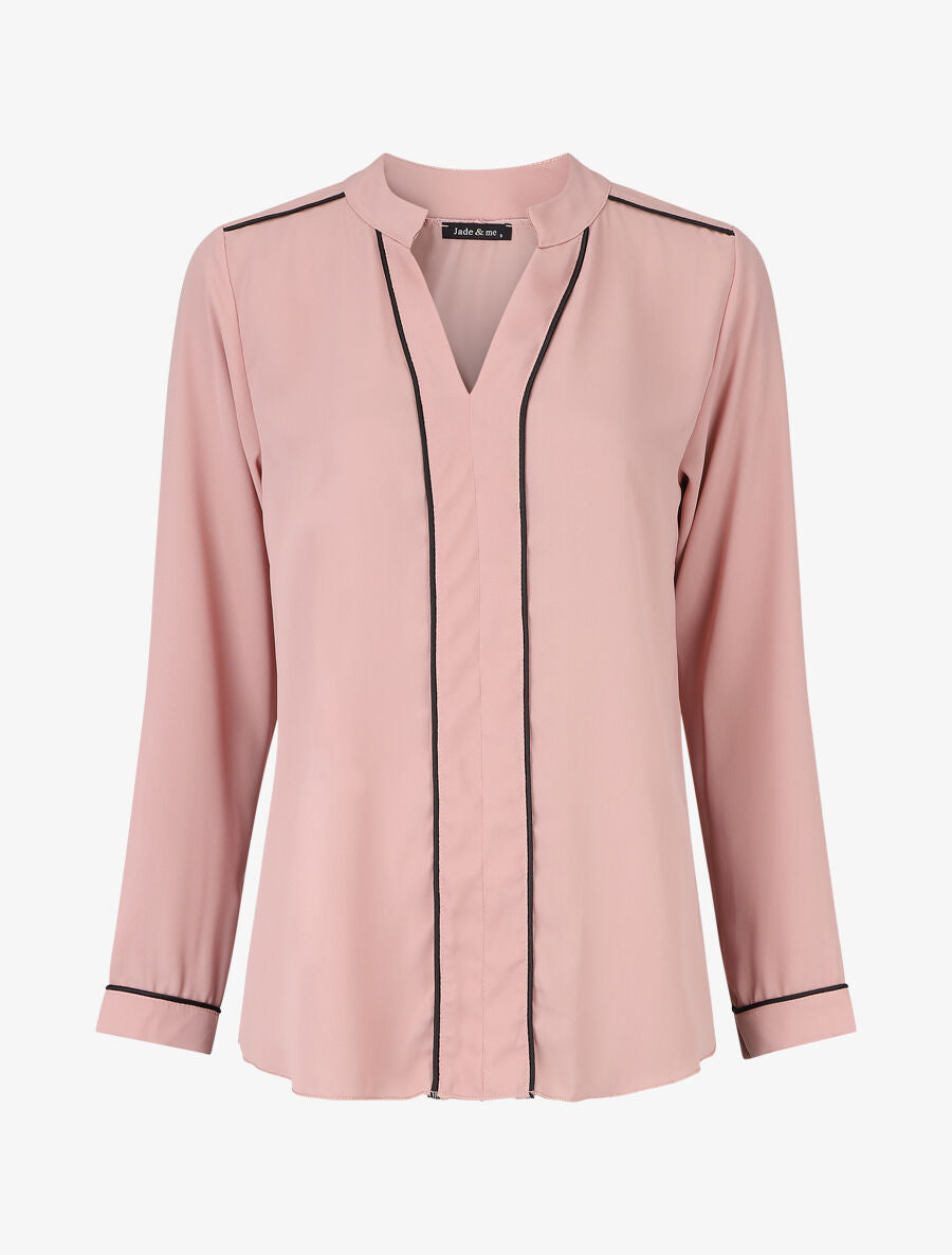 Blouse en voile à col V - Rose - 1