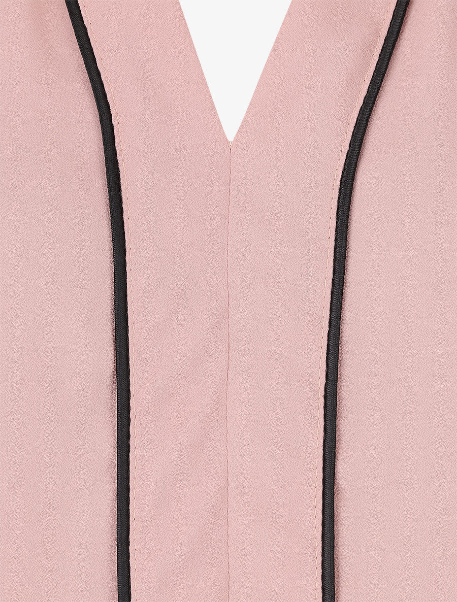 Blouse en voile à col V - Rose - 3