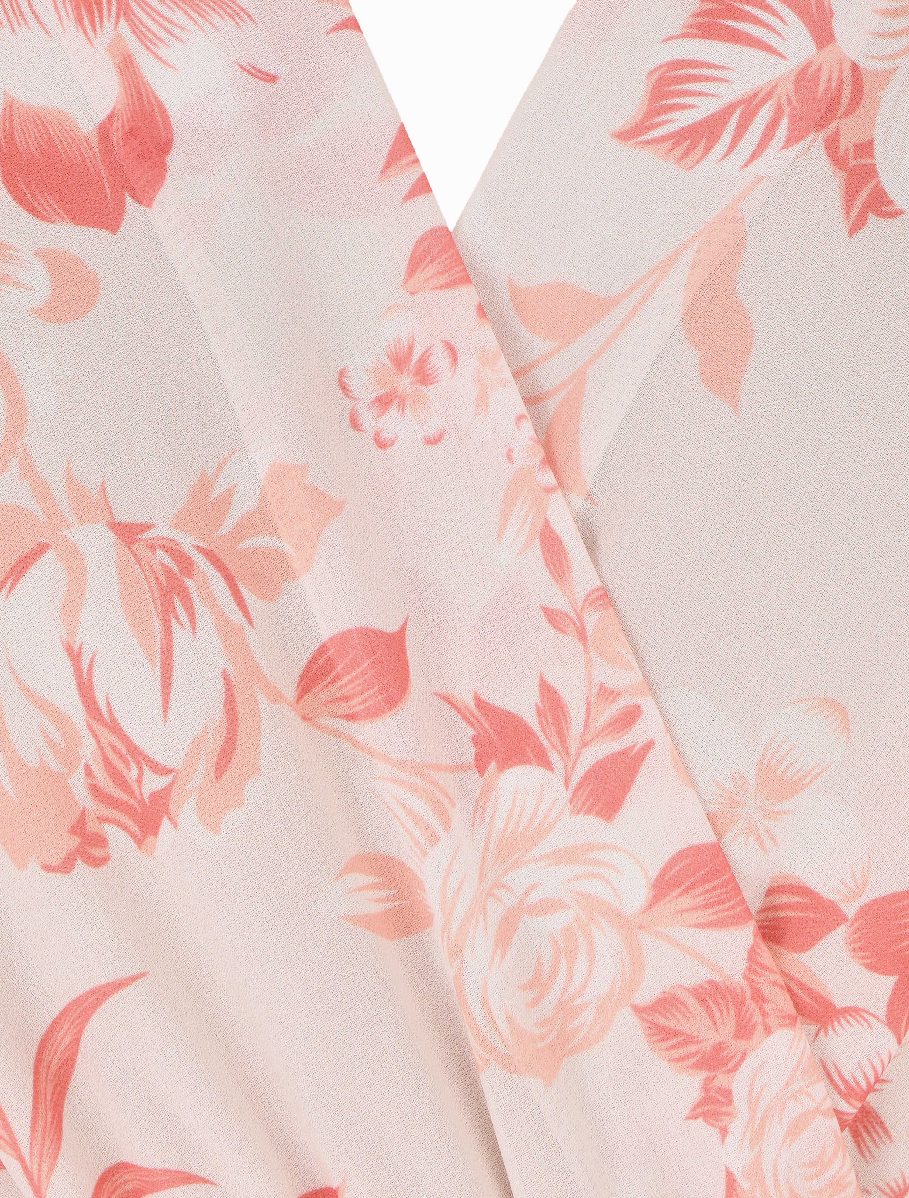 Robe à imprimé fleuri et manches courtes volantées - Beige - 3