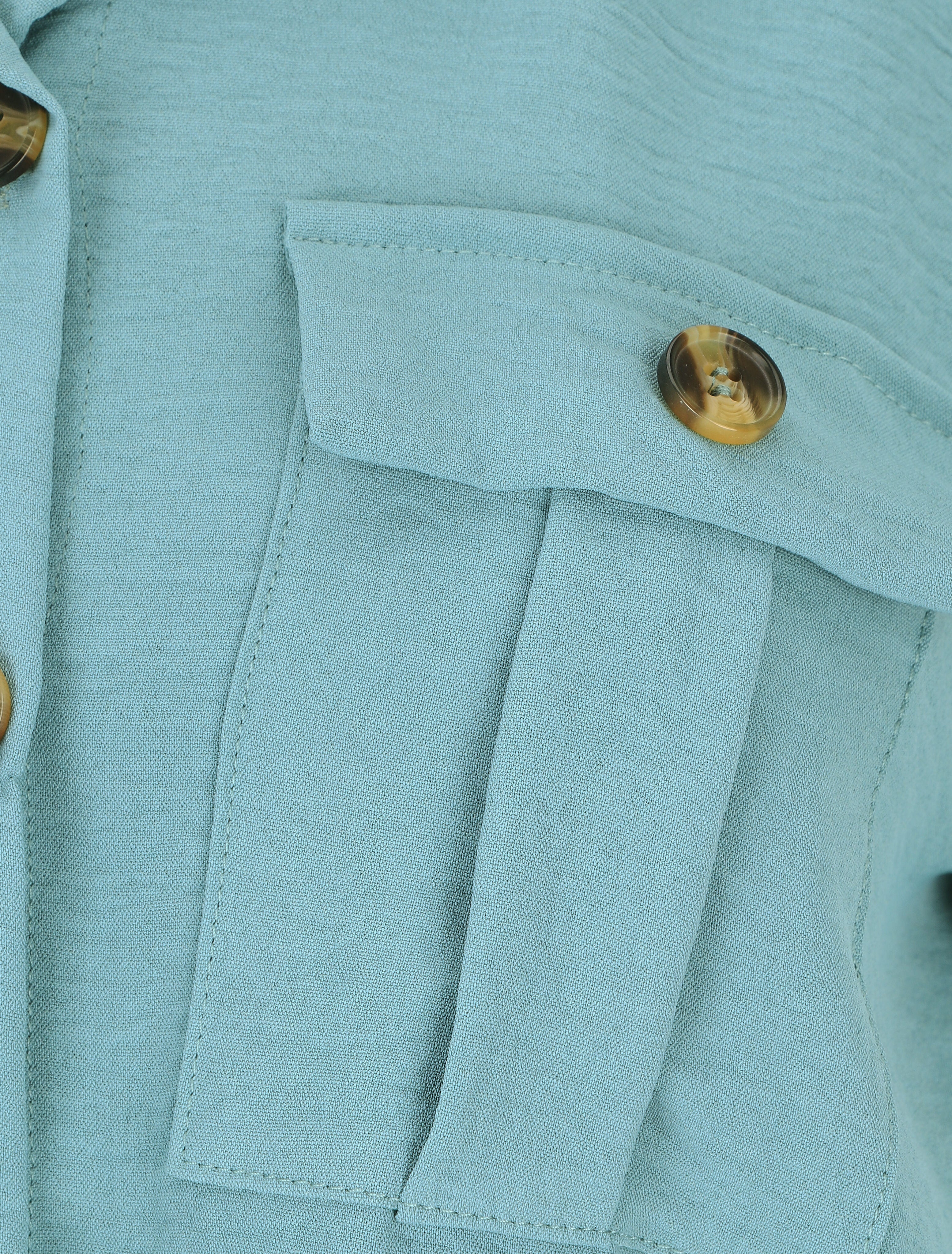 Blouse à nouer et manches retroussables - Vert d&