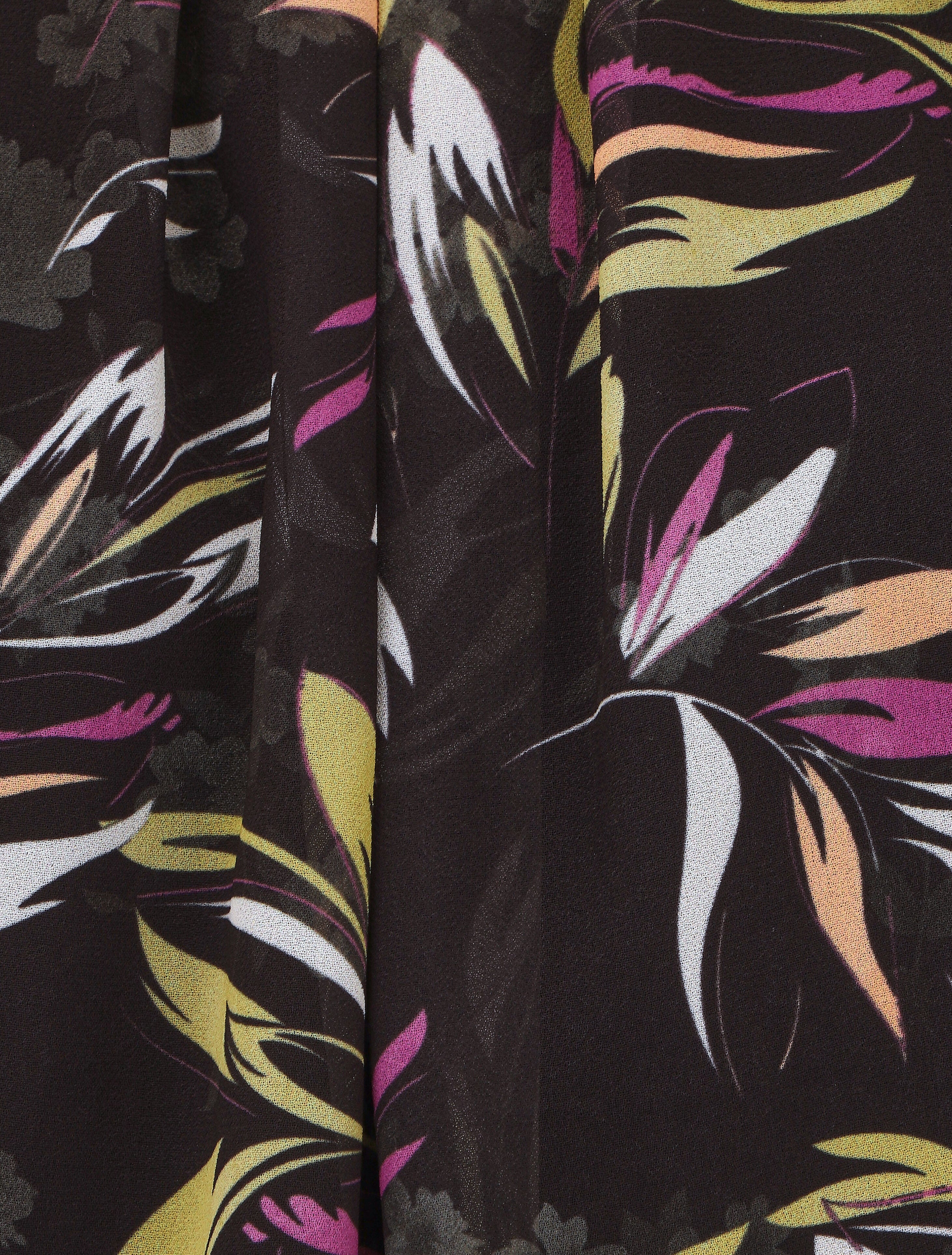 Top sans manches imprimé feuille à col américain - Noir - 3